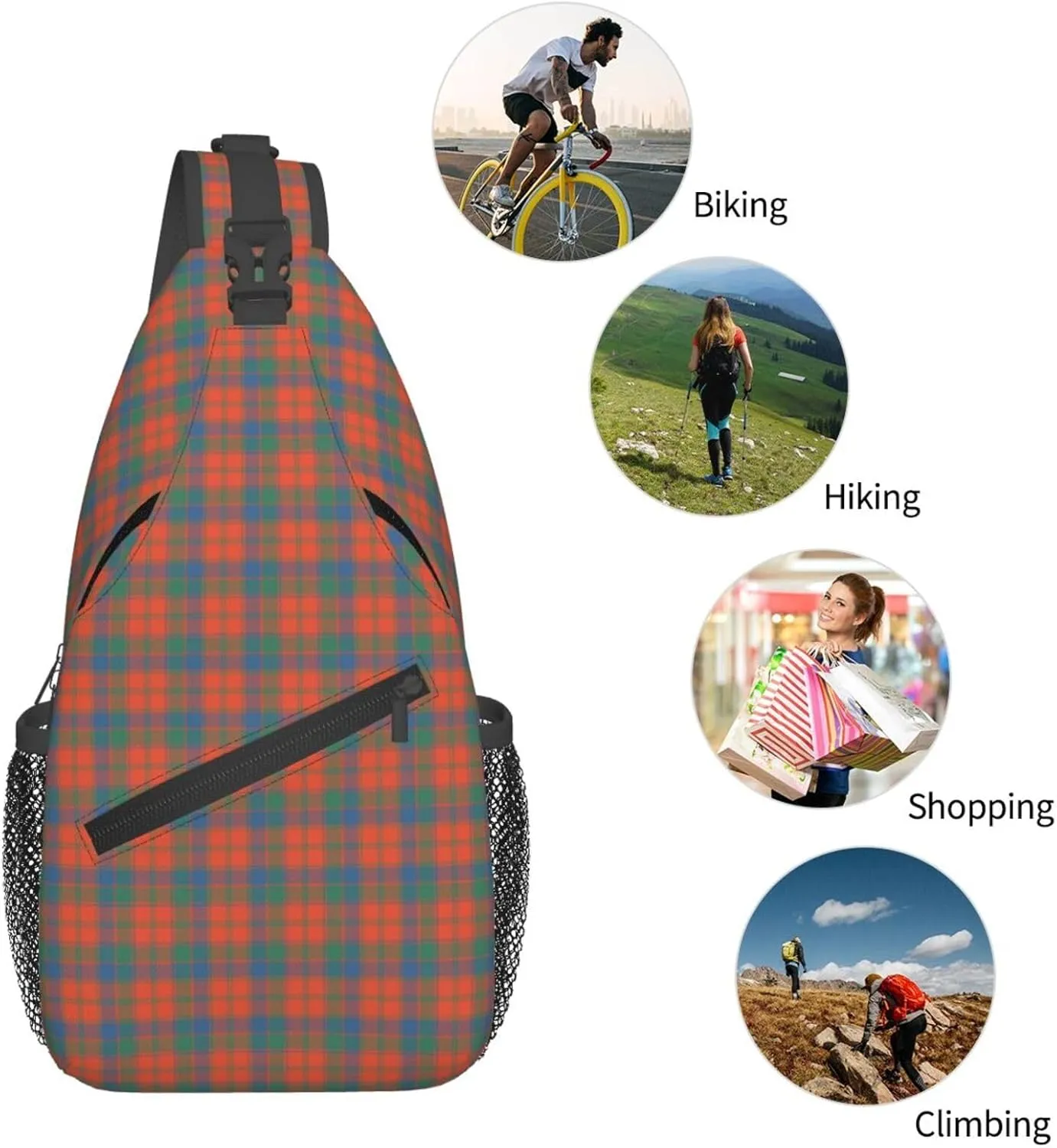 Crossbody Sling Backpack Clan Robertson Ancient Tartan Shoulder Chest Bag Daypack for Traveling Sport