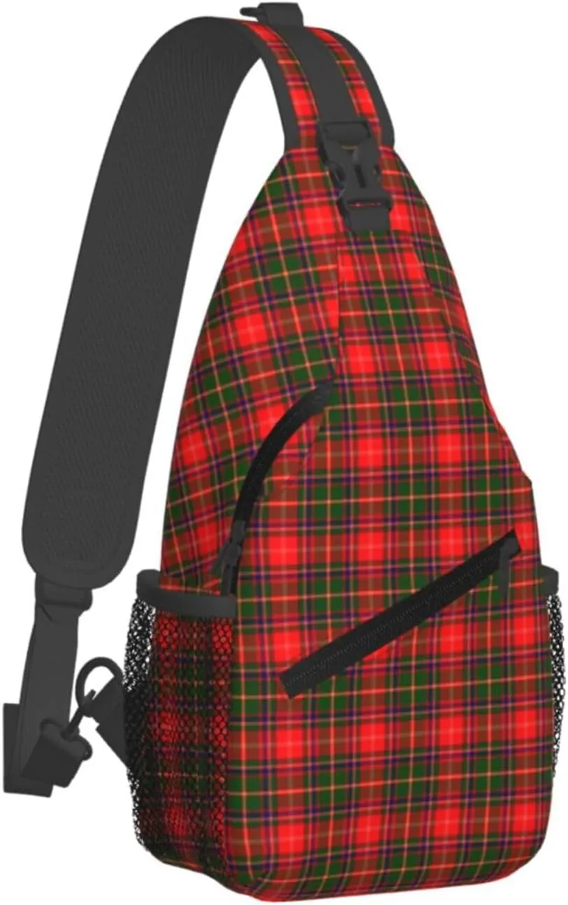 Crossbody Sling Backpack Clan Somerville Tartan Shoulder Chest Bag Daypack for Traveling Sport
