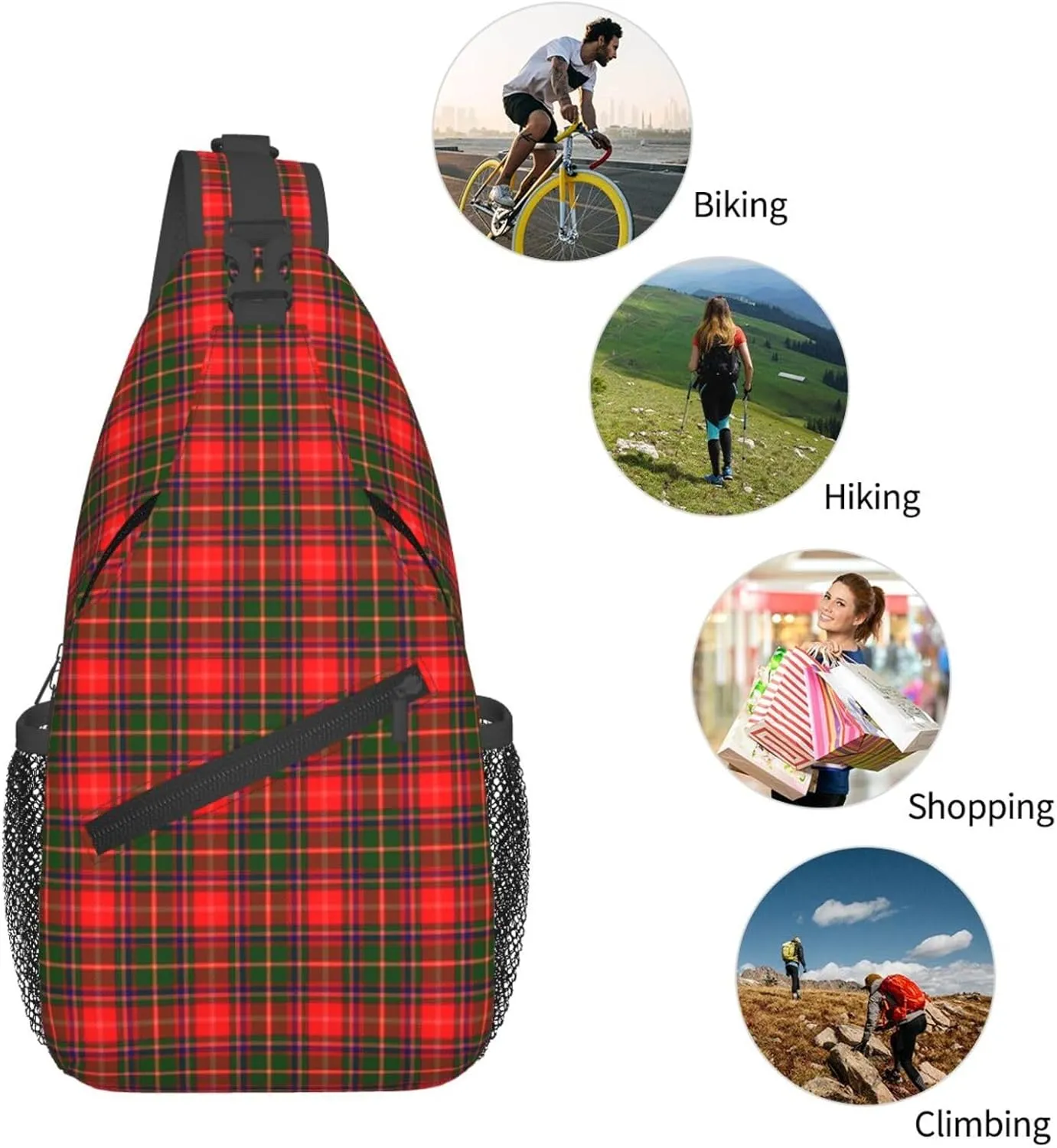 Crossbody Sling Backpack Clan Somerville Tartan Shoulder Chest Bag Daypack for Traveling Sport