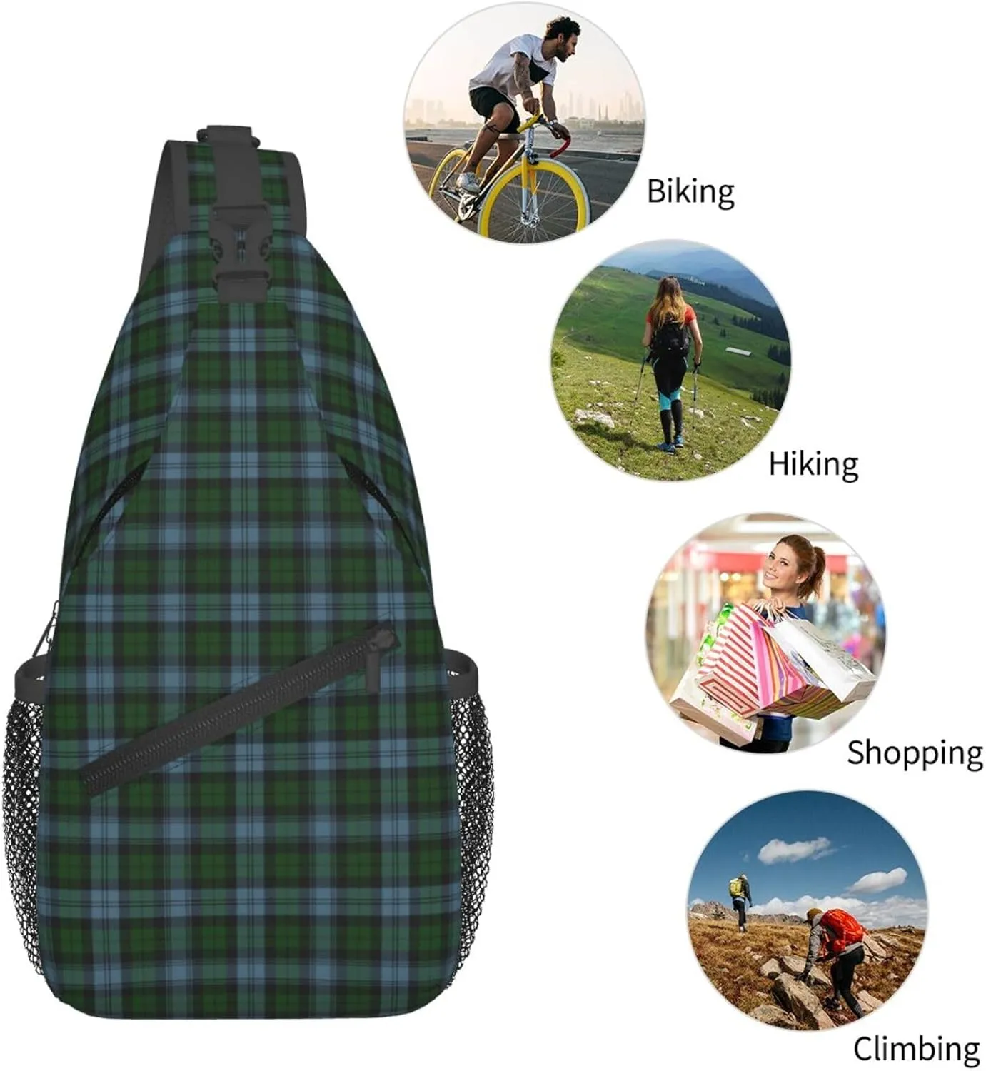 Crossbody Sling Backpack Clan Sutherland District Tartan Shoulder Chest Bag Daypack for Traveling Sport
