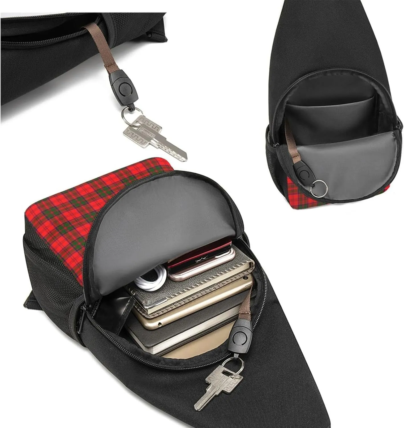 Crossbody Sling Backpack Grant Modern Tartan Shoulder Chest Bag Daypack for Traveling Sport