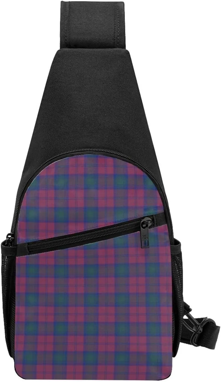 Crossbody Sling Backpack Lindsay Tartan Shoulder Chest Bag Daypack for Traveling Sport