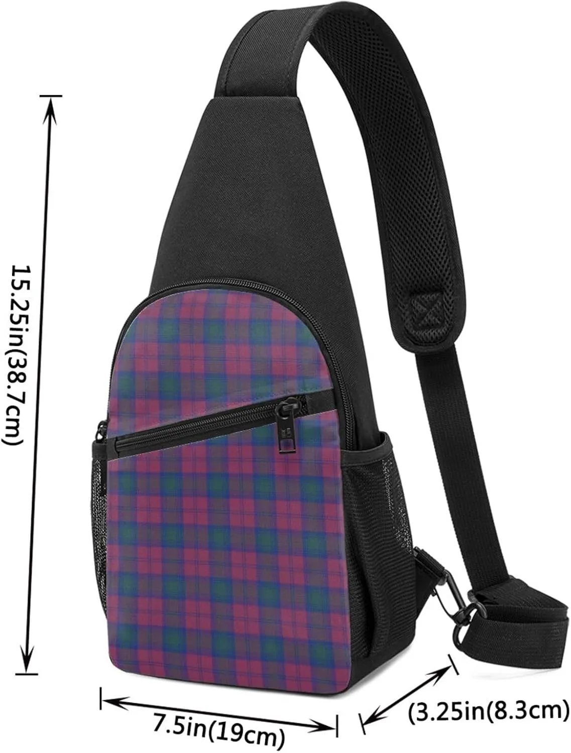 Crossbody Sling Backpack Lindsay Tartan Shoulder Chest Bag Daypack for Traveling Sport
