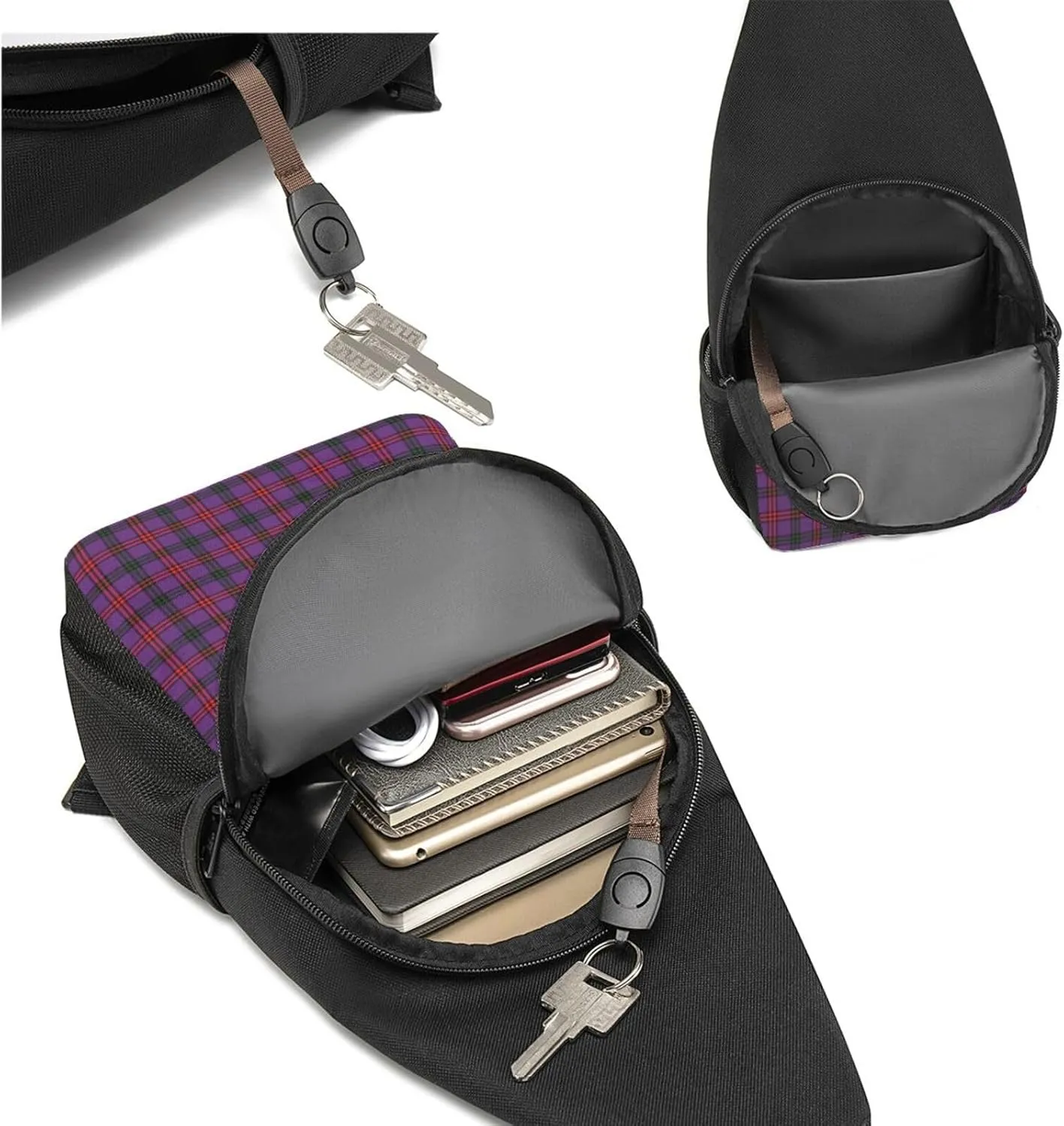Crossbody Sling Backpack Montgomery Modern Tartan Shoulder Chest Bag Daypack for Traveling Sport