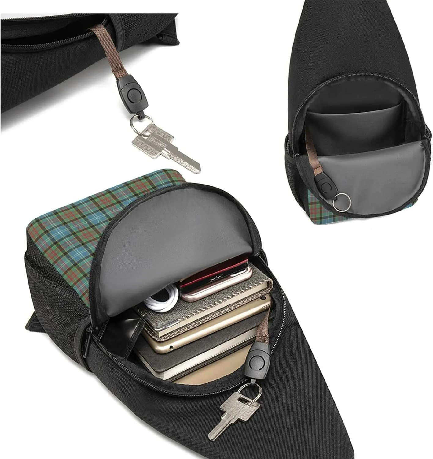 Crossbody Sling Backpack Paisley District Tartan Shoulder Chest Bag Daypack for Traveling Sport
