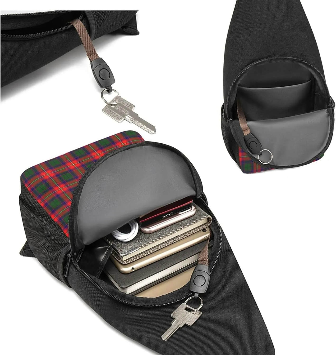 Crossbody Sling Backpack Roxburgh District Tartan Shoulder Chest Bag Daypack for Traveling Sport