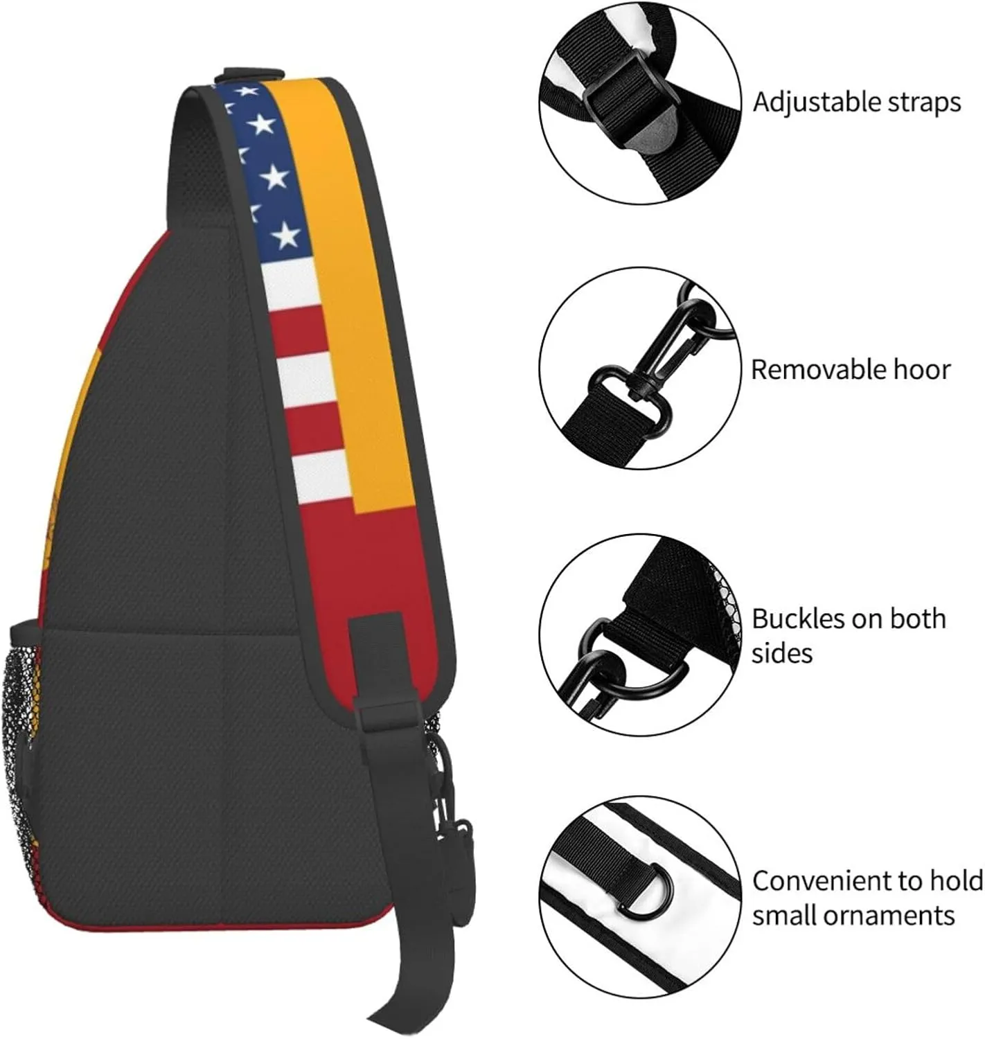 Crossbody Sling Backpack Sling Bag For Men Women Cross Chest Bag Shoulder Bag American Spain Flag Travel Hiking Daypack