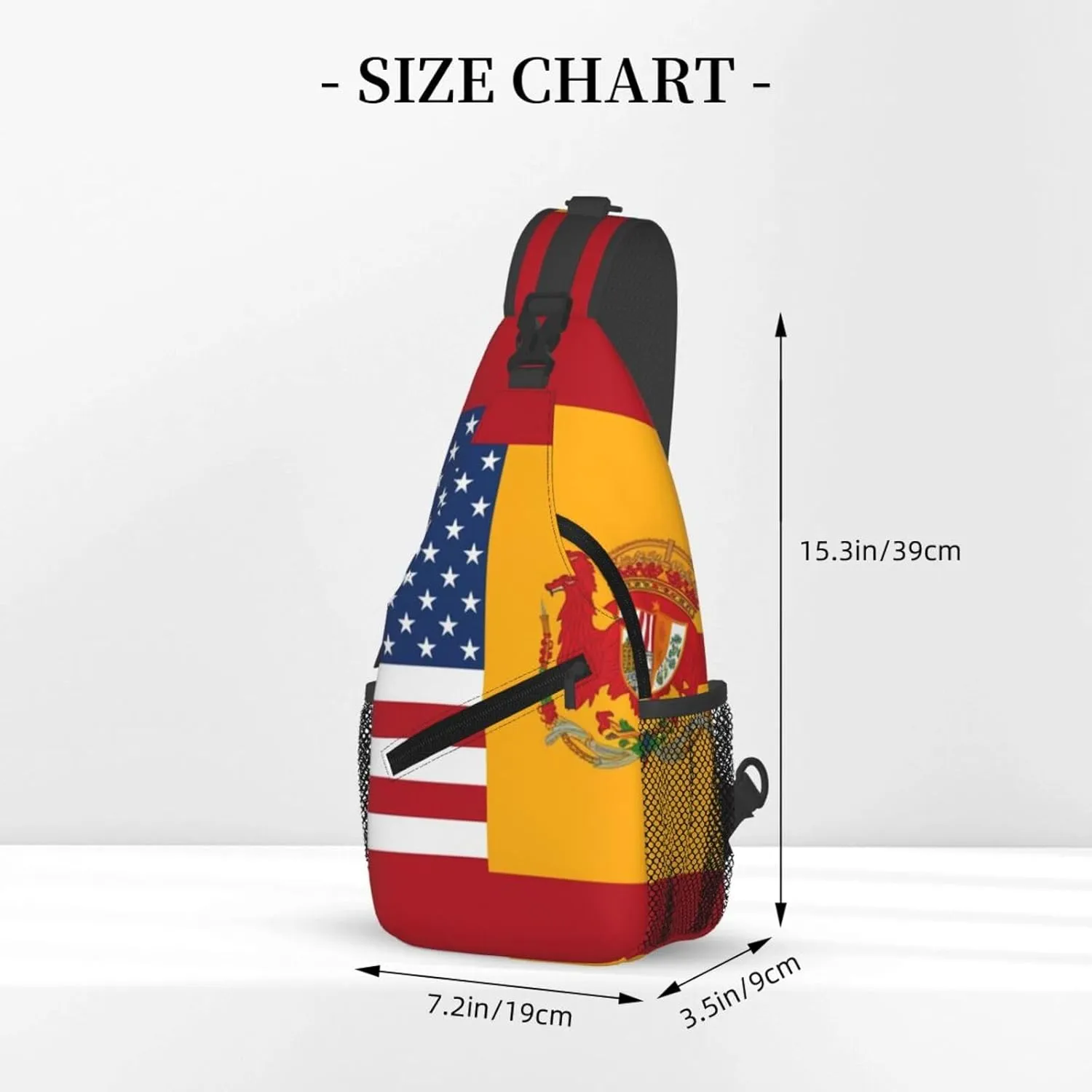 Crossbody Sling Backpack Sling Bag For Men Women Cross Chest Bag Shoulder Bag American Spain Flag Travel Hiking Daypack