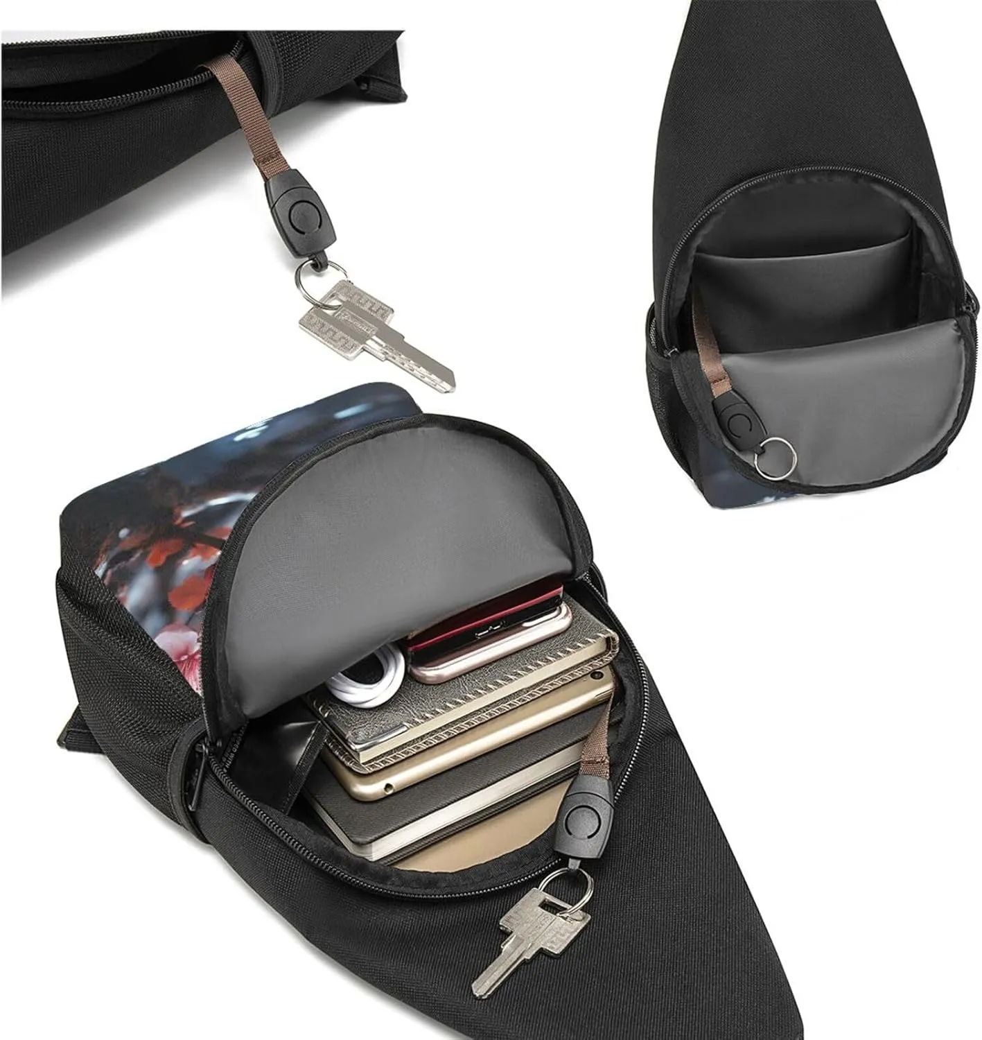 Crossbody Sling Backpack Sling Bag for Men Women Cross Chest Bag Shoulder Bag Branches of Flowers Travel Hiking Daypack