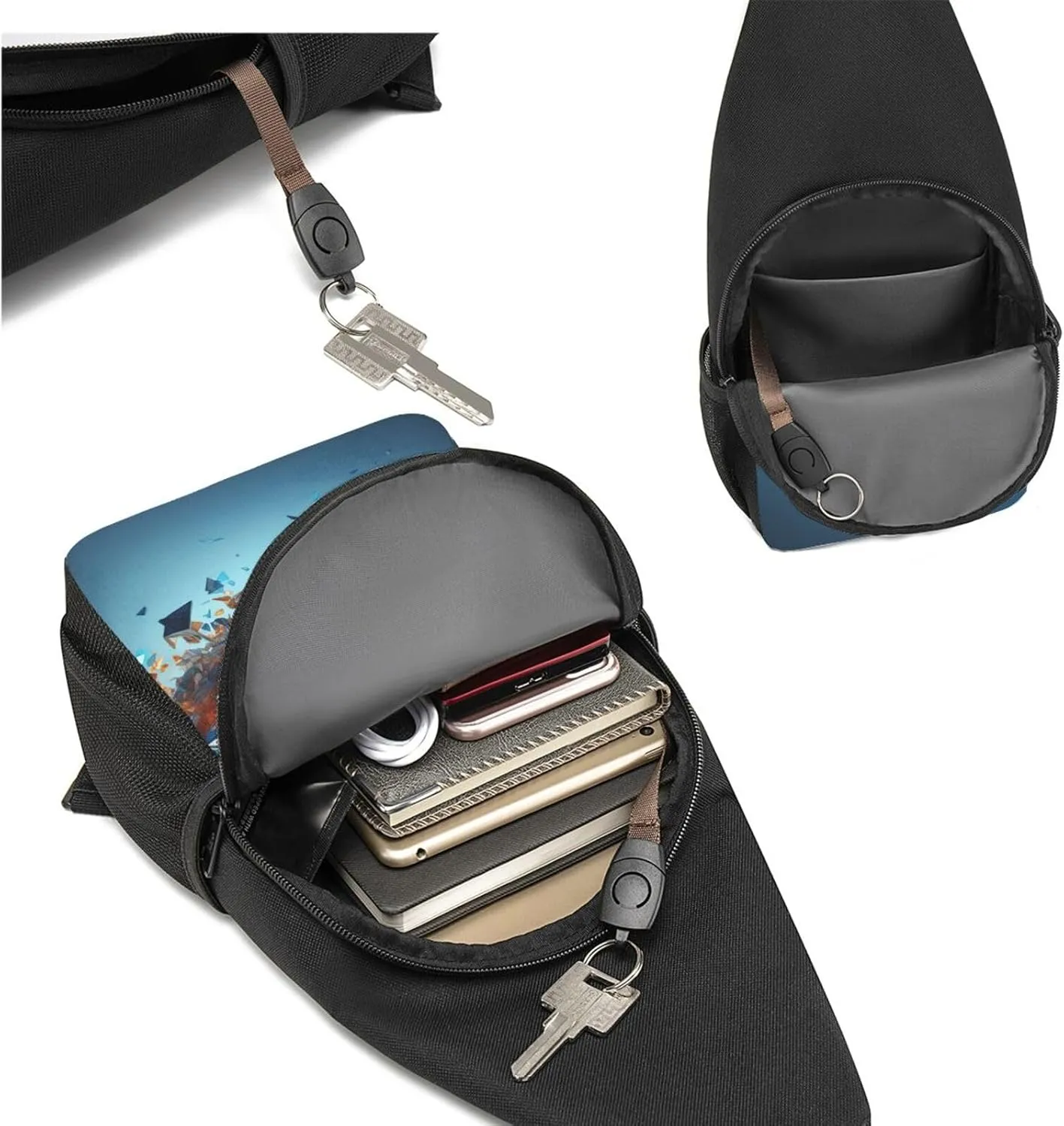 Crossbody Sling Backpack Sling Bag for Men Women Cross Chest Bag Shoulder Bag Chaotic Particles Travel Hiking Daypack