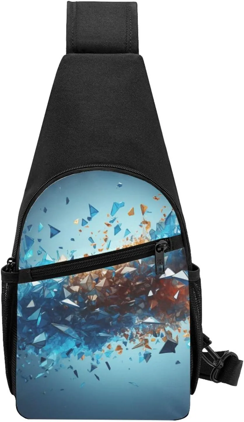 Crossbody Sling Backpack Sling Bag for Men Women Cross Chest Bag Shoulder Bag Chaotic Particles Travel Hiking Daypack