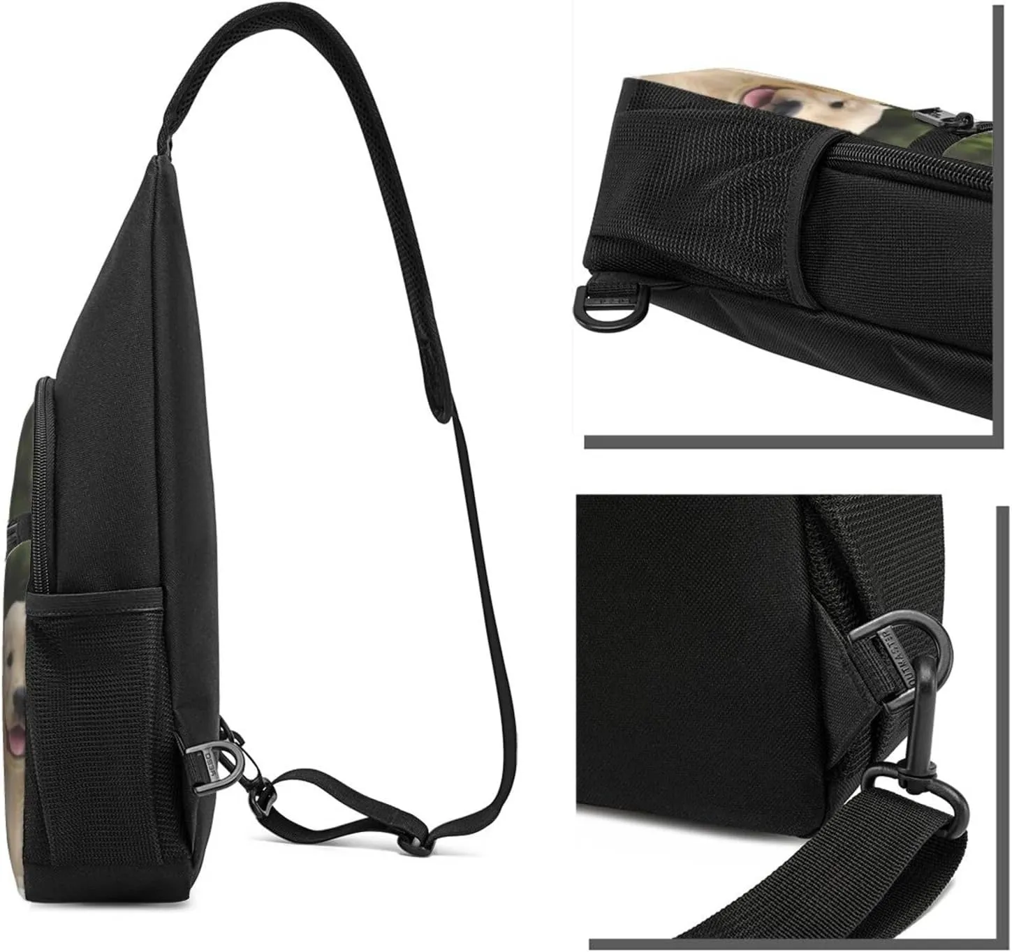 Crossbody Sling Backpack Sling Bag for Men Women Cross Chest Bag Shoulder Bag Golden Retriever Puppies Travel Hiking Daypack