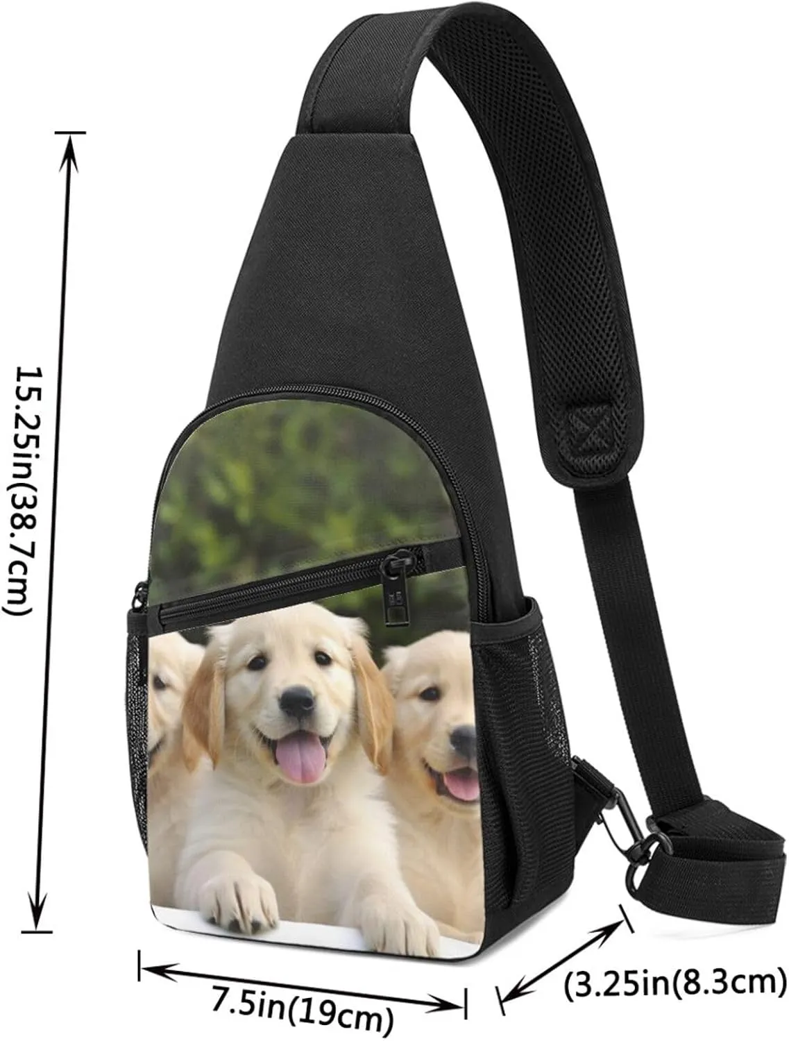 Crossbody Sling Backpack Sling Bag for Men Women Cross Chest Bag Shoulder Bag Golden Retriever Puppies Travel Hiking Daypack
