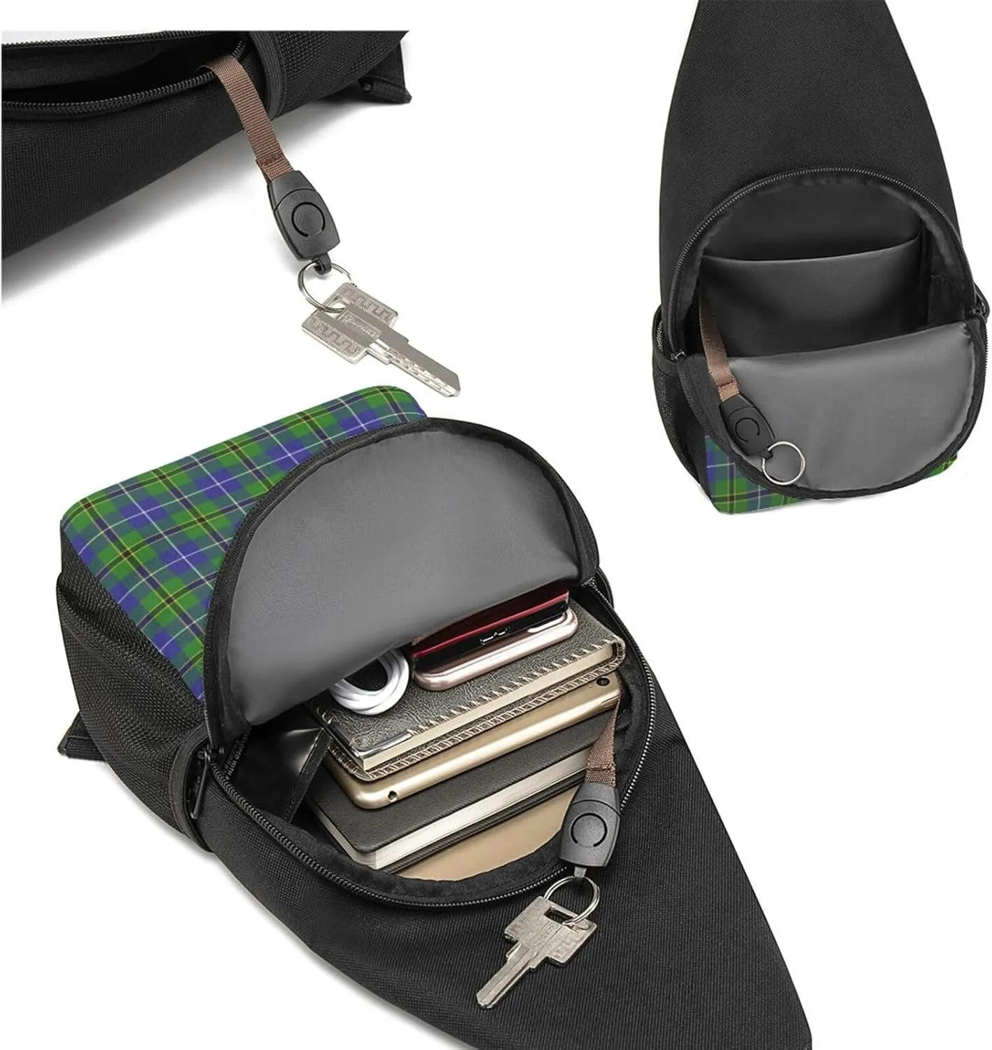 Crossbody Sling Backpack Turnbull Hunting Tartan Shoulder Chest Bag Daypack for Traveling Sport