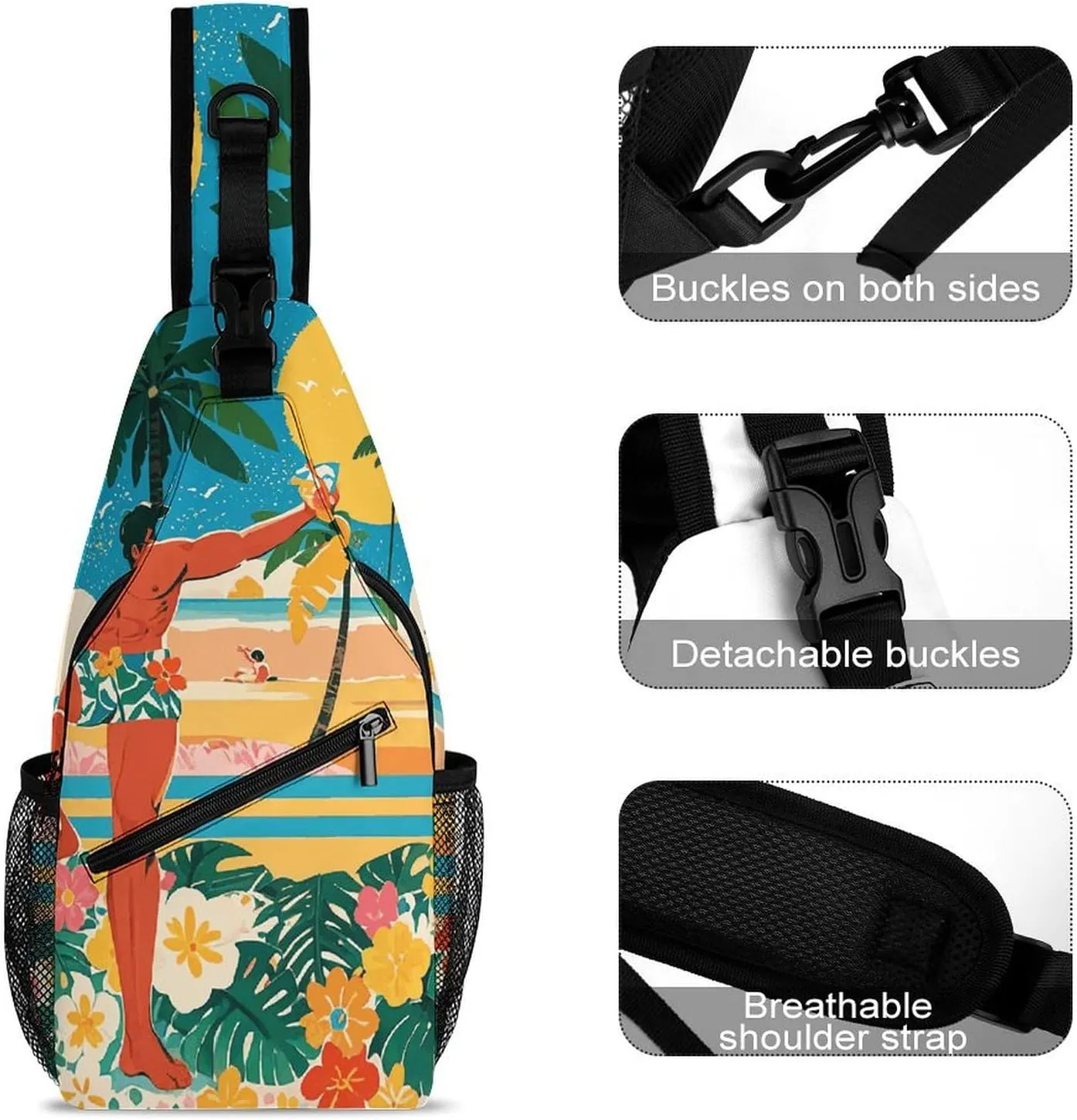 Crossbody Sling Bag Rose Flower of Many Backpack Sling Bag Travel Hiking Chest Bag Shoulder Bag Daypack
