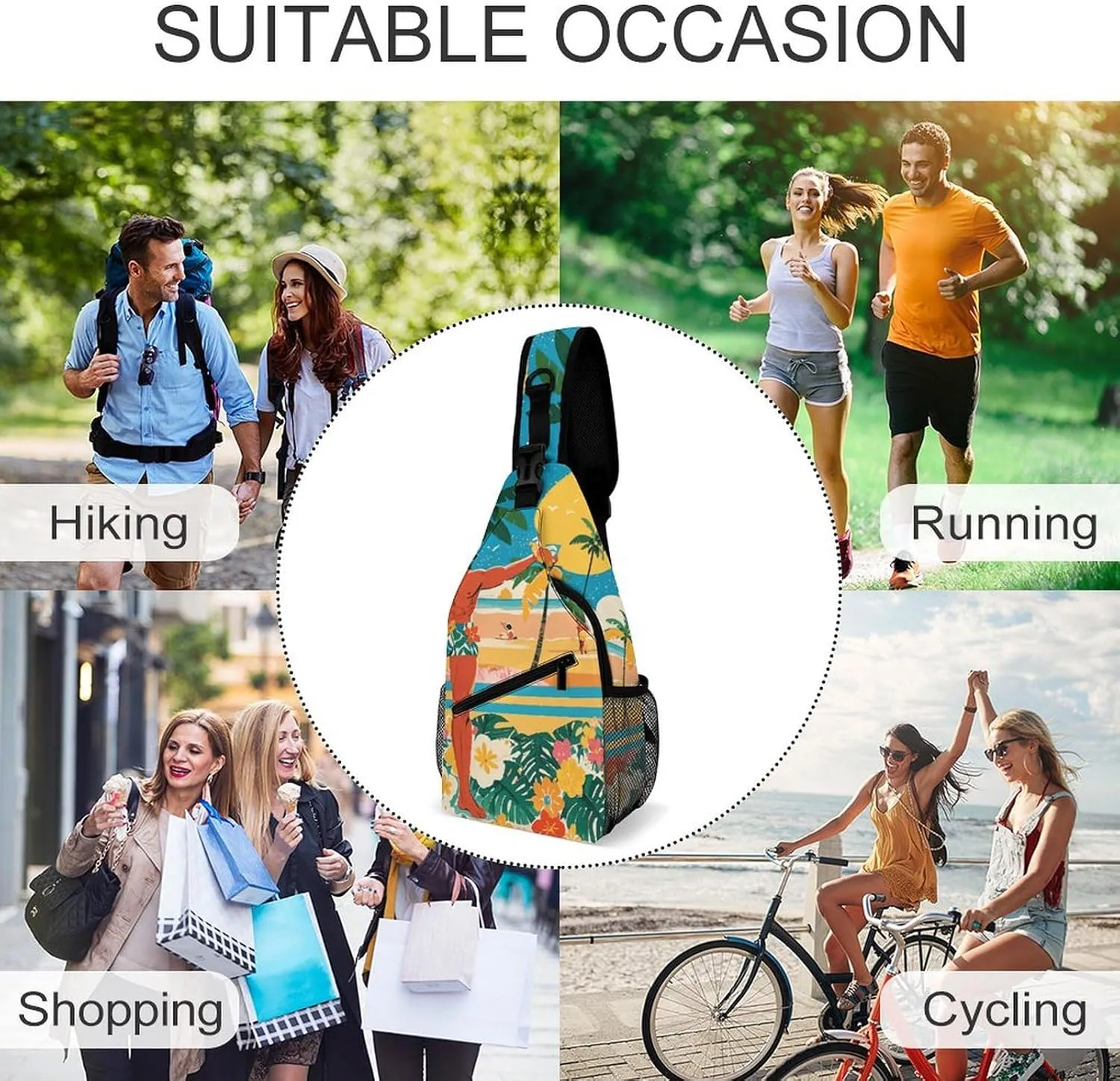 Crossbody Sling Bag Rose Flower of Many Backpack Sling Bag Travel Hiking Chest Bag Shoulder Bag Daypack