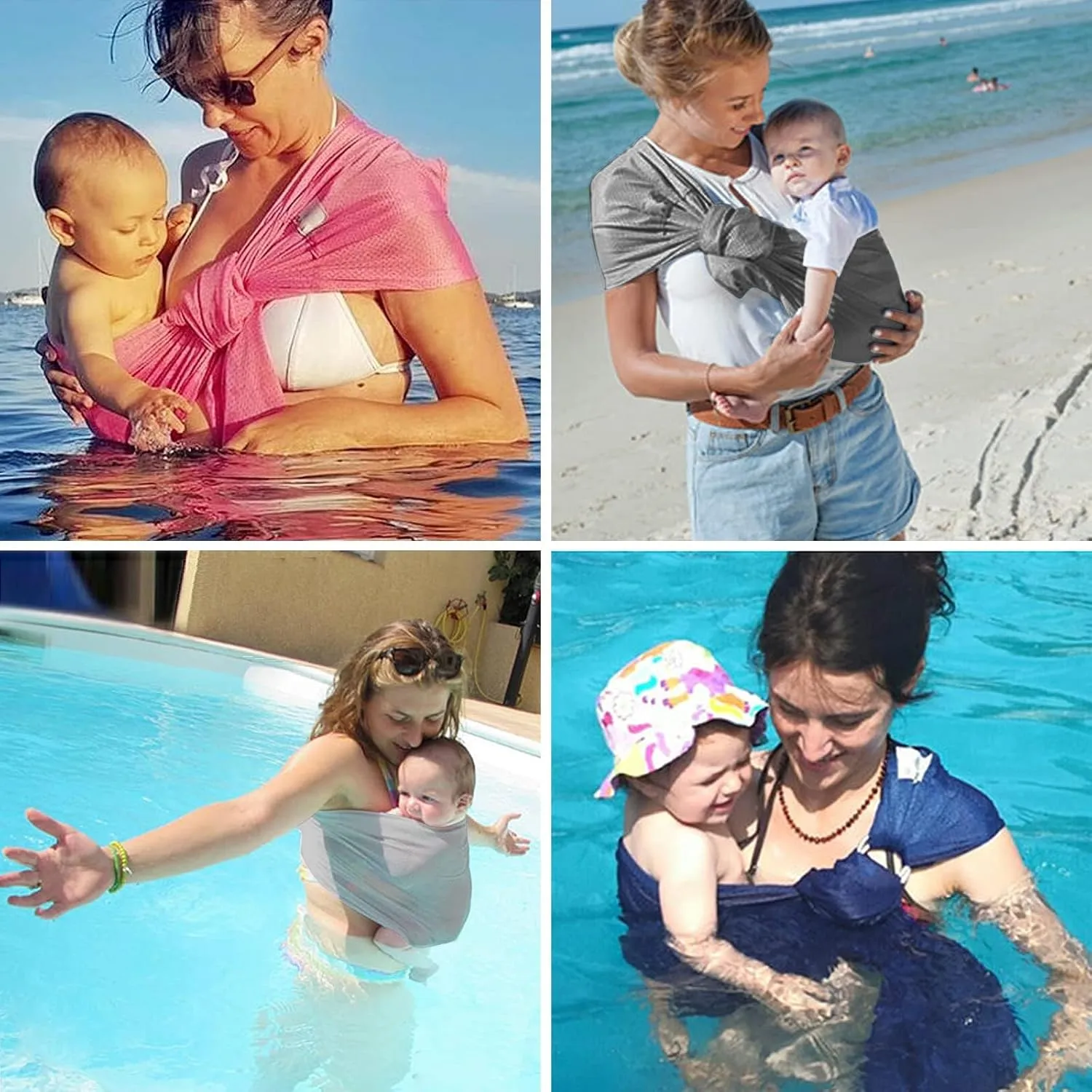 CUBY Water Baby Sling Carrier Lightweight Breathable Mesh Baby Ring Slings, Adjustable Quick-Drying Ring Sling Baby Carrier for Newborn Kids, Toddlers Summer Swimming Pool Beach(Pink)