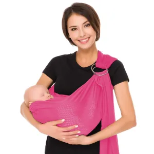 CUBY Water Baby Sling Carrier Lightweight Breathable Mesh Baby Ring Slings, Adjustable Quick-Drying Ring Sling Baby Carrier for Newborn Kids, Toddlers Summer Swimming Pool Beach(Pink)