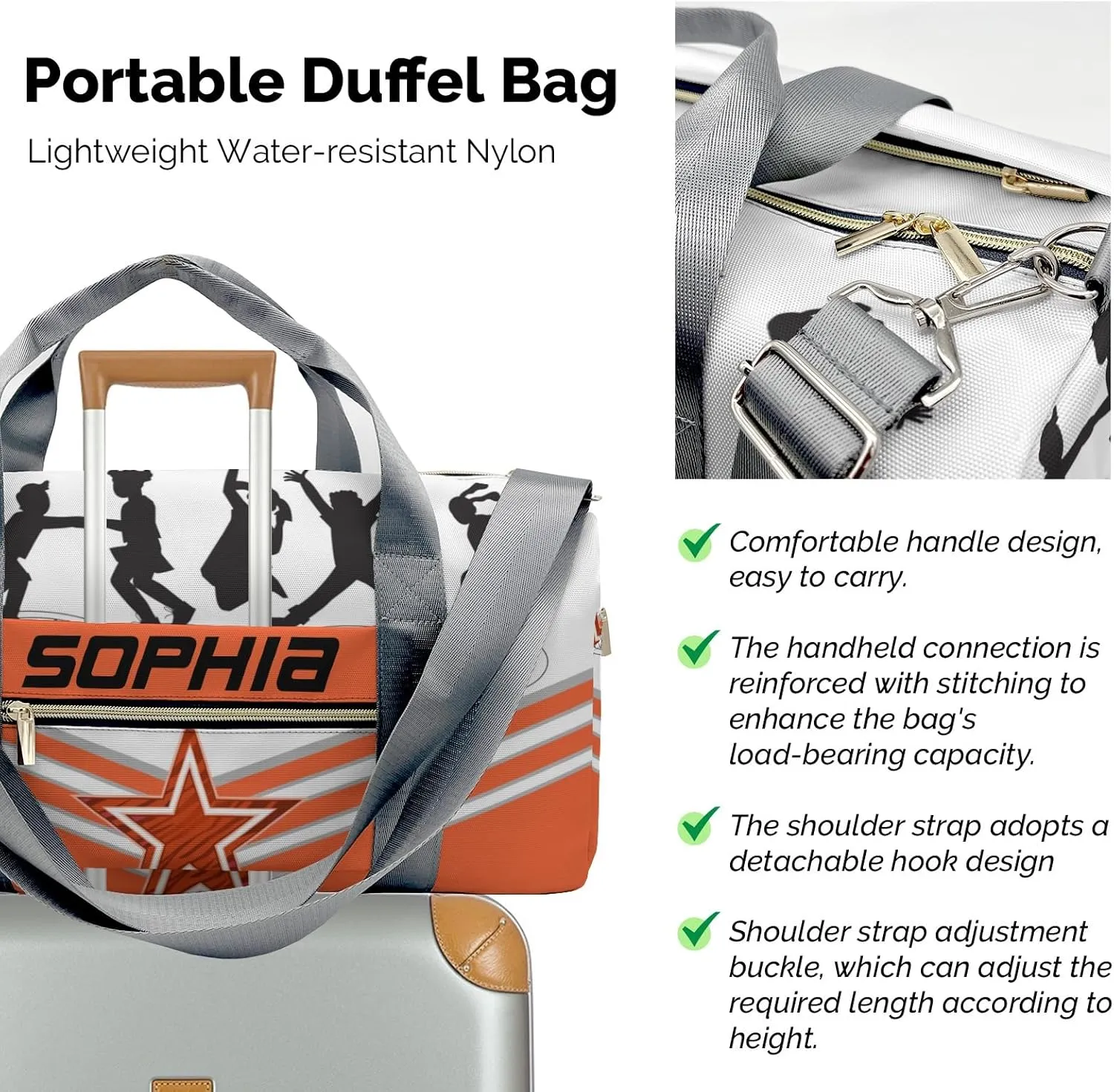 Custom Adult Duffel Bag Jumping Trampoline Orange Athlete Multi-Function Travel Bag Travel Light: The Best Lightweight Bags for Fitness Enthusiasts