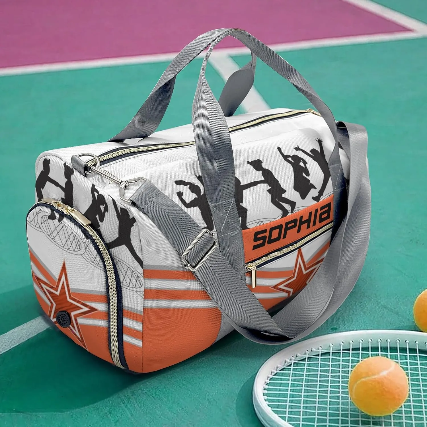 Custom Adult Duffel Bag Jumping Trampoline Orange Athlete Multi-Function Travel Bag Travel Light: The Best Lightweight Bags for Fitness Enthusiasts
