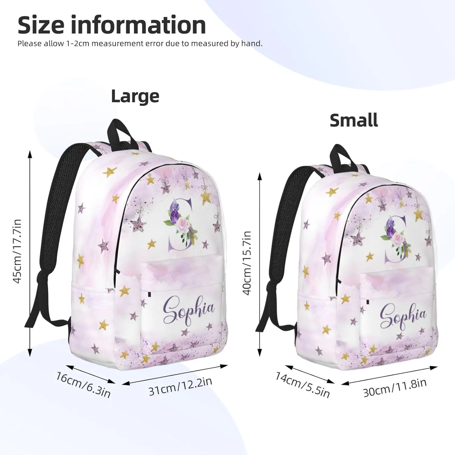Custom Backpacks with Name for Boys Girls, Personalized Name School Backpack for Kids Teens Adults, Customized Bookbag with Shoulder Strap for School Picnic Travel