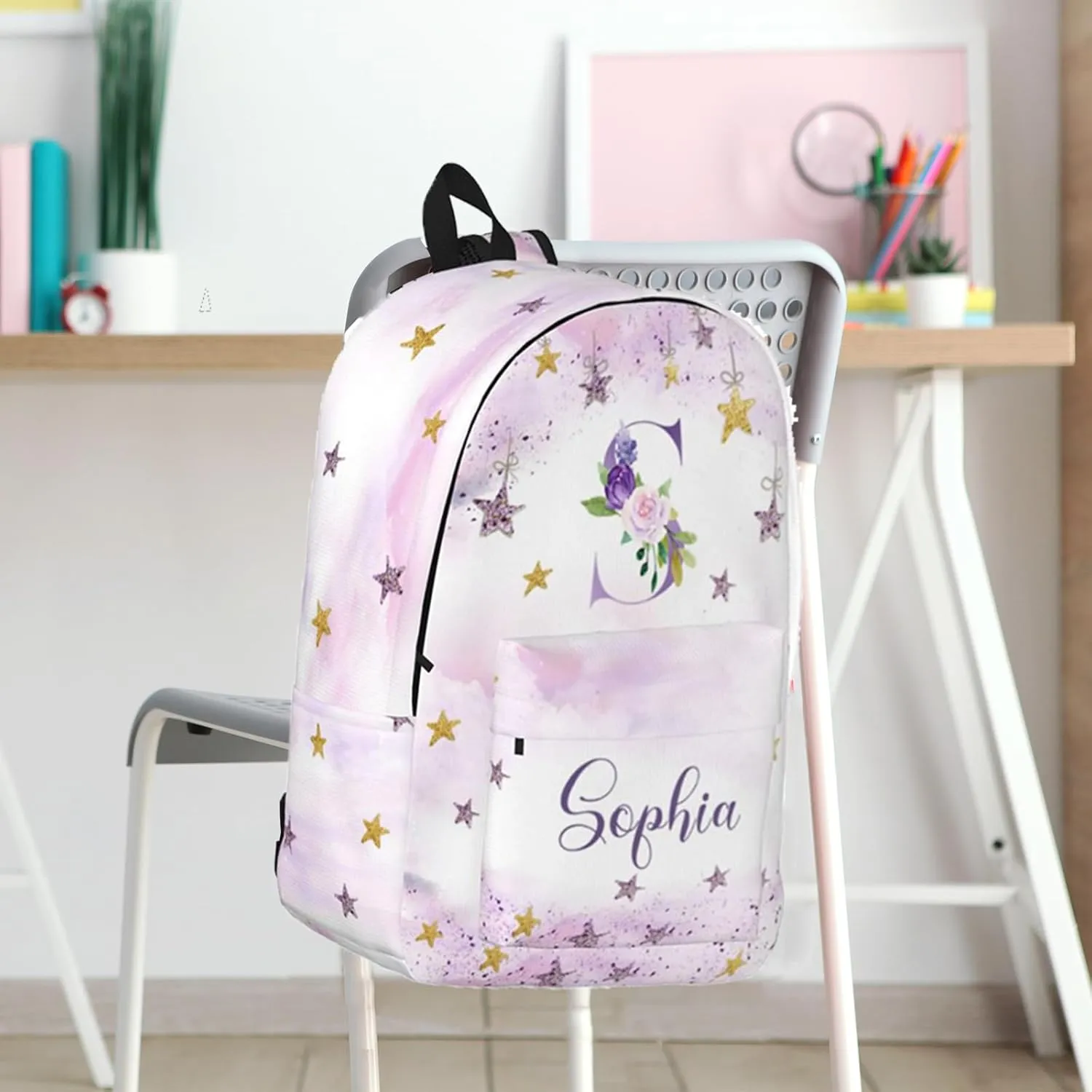 Custom Backpacks with Name for Boys Girls, Personalized Name School Backpack for Kids Teens Adults, Customized Bookbag with Shoulder Strap for School Picnic Travel