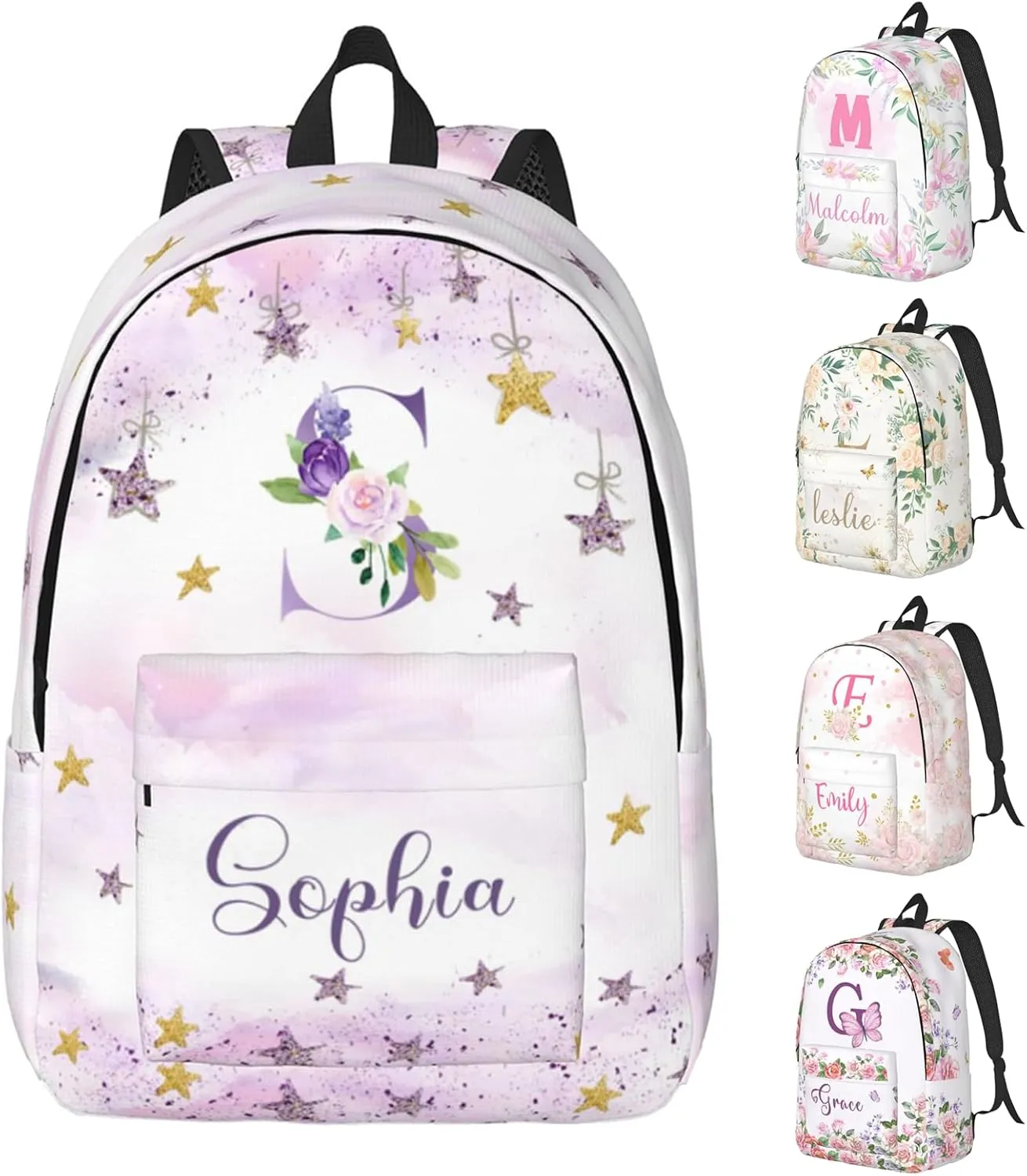 Custom Backpacks with Name for Boys Girls, Personalized Name School Backpack for Kids Teens Adults, Customized Bookbag with Shoulder Strap for School Picnic Travel