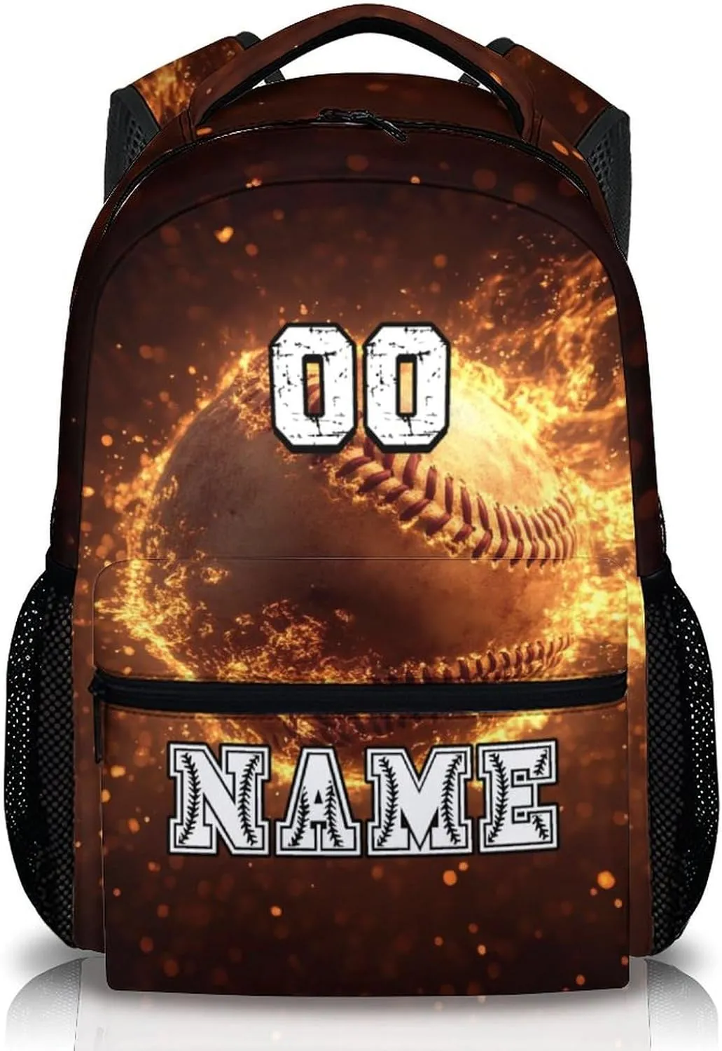 Custom Baseball Backpacks for Boys 8-12, 17" Sports Back to School Backpack Supplies Gifts for Children Teens, Personalized with Name Baseball Bookbag with Pockets for Travel Camping Hiking