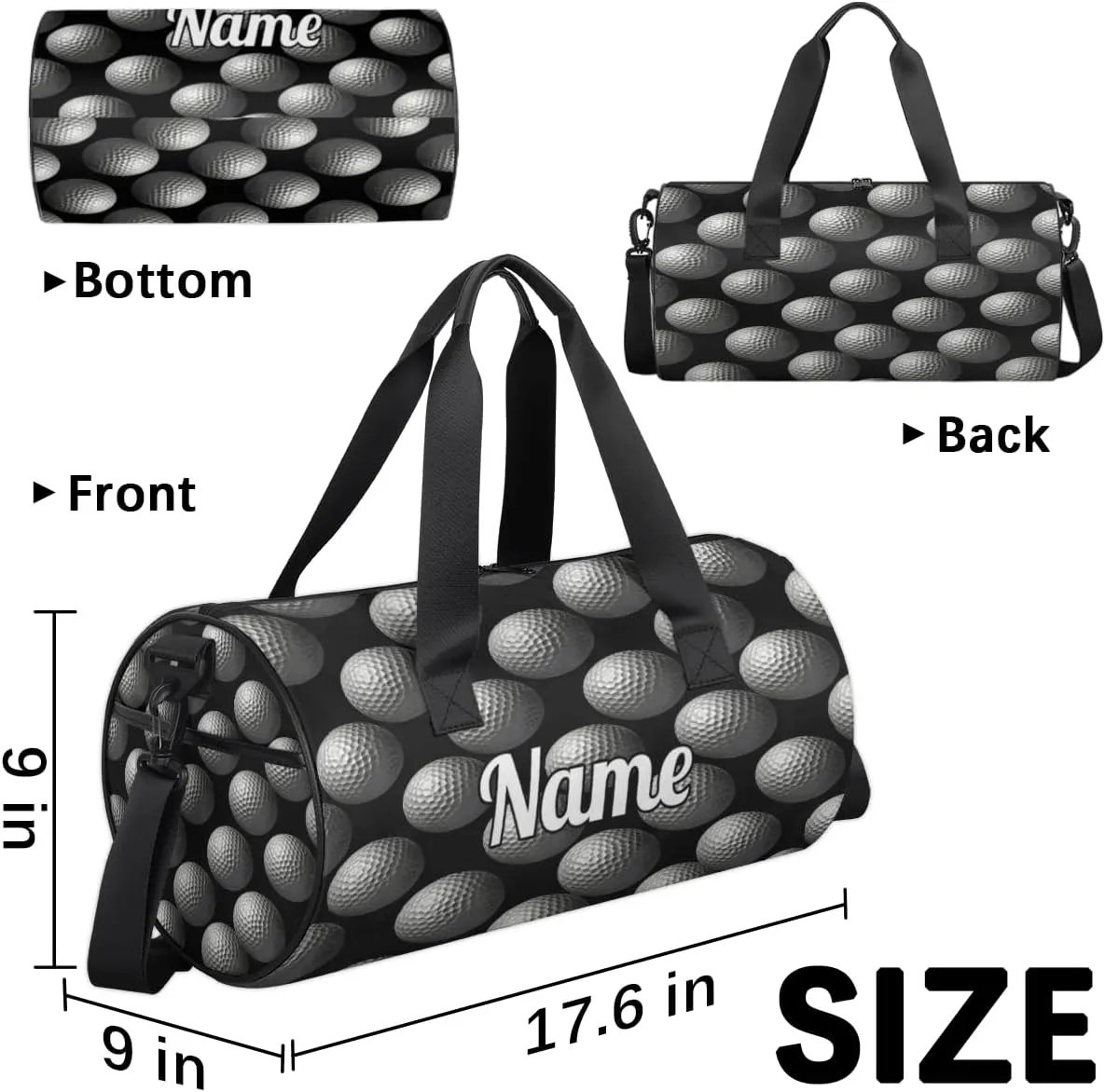 Custom Dance Duffel Bag Sport Backpacks Gyms and Weekend Overnight Travel Duffle Bag Birthday Christmas Halloween Waterproof, Sports Golf Ball