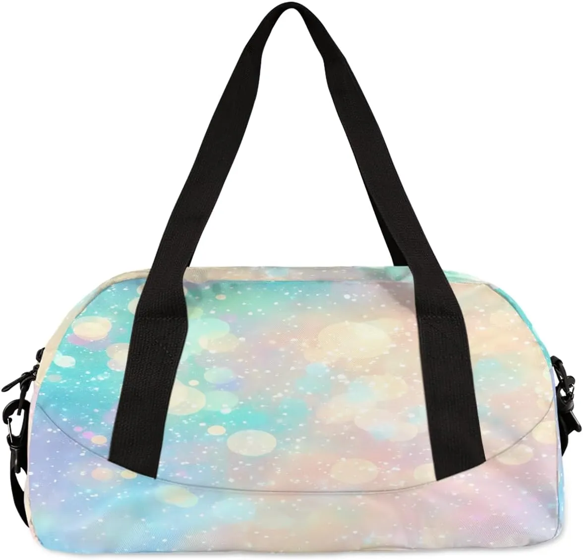 Custom Kids Sports Duffel Bag Pastel Glitter Sparkling Gym Personalized Dance Gym Bag for Boys Girls Lightweight Weekender Travel Duffle Cheer Bag