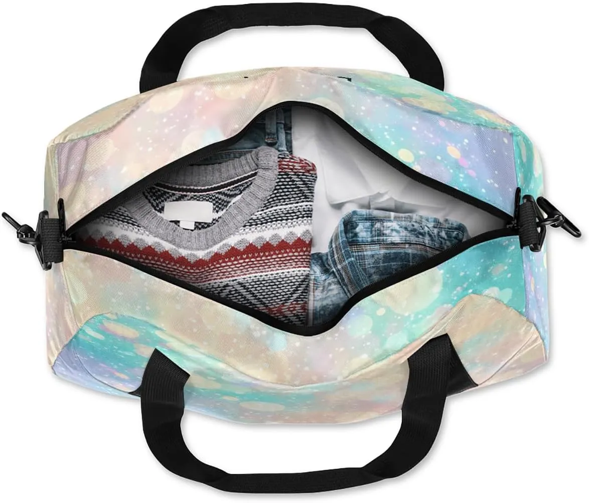 Custom Kids Sports Duffel Bag Pastel Glitter Sparkling Gym Personalized Dance Gym Bag for Boys Girls Lightweight Weekender Travel Duffle Cheer Bag