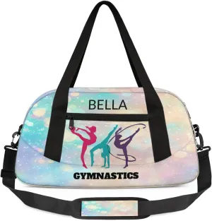Custom Kids Sports Duffel Bag Pastel Glitter Sparkling Gym Personalized Dance Gym Bag for Boys Girls Lightweight Weekender Travel Duffle Cheer Bag