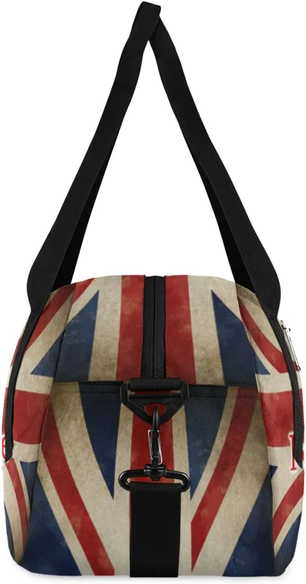 Custom Name Small Kids Overnighter Duffle Bag for Boys Girls British UK Flag Personalized Lightweight Gym Sports Duffle Bag Travel Weekender Tote Carry on Bag Customized Kids Gifts
