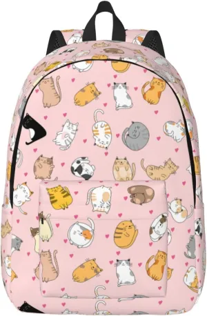 Cute Cat Backpack Laptop Bag Durable Canvas Capacity Large Cute Backpacks Travel Bag - Medium