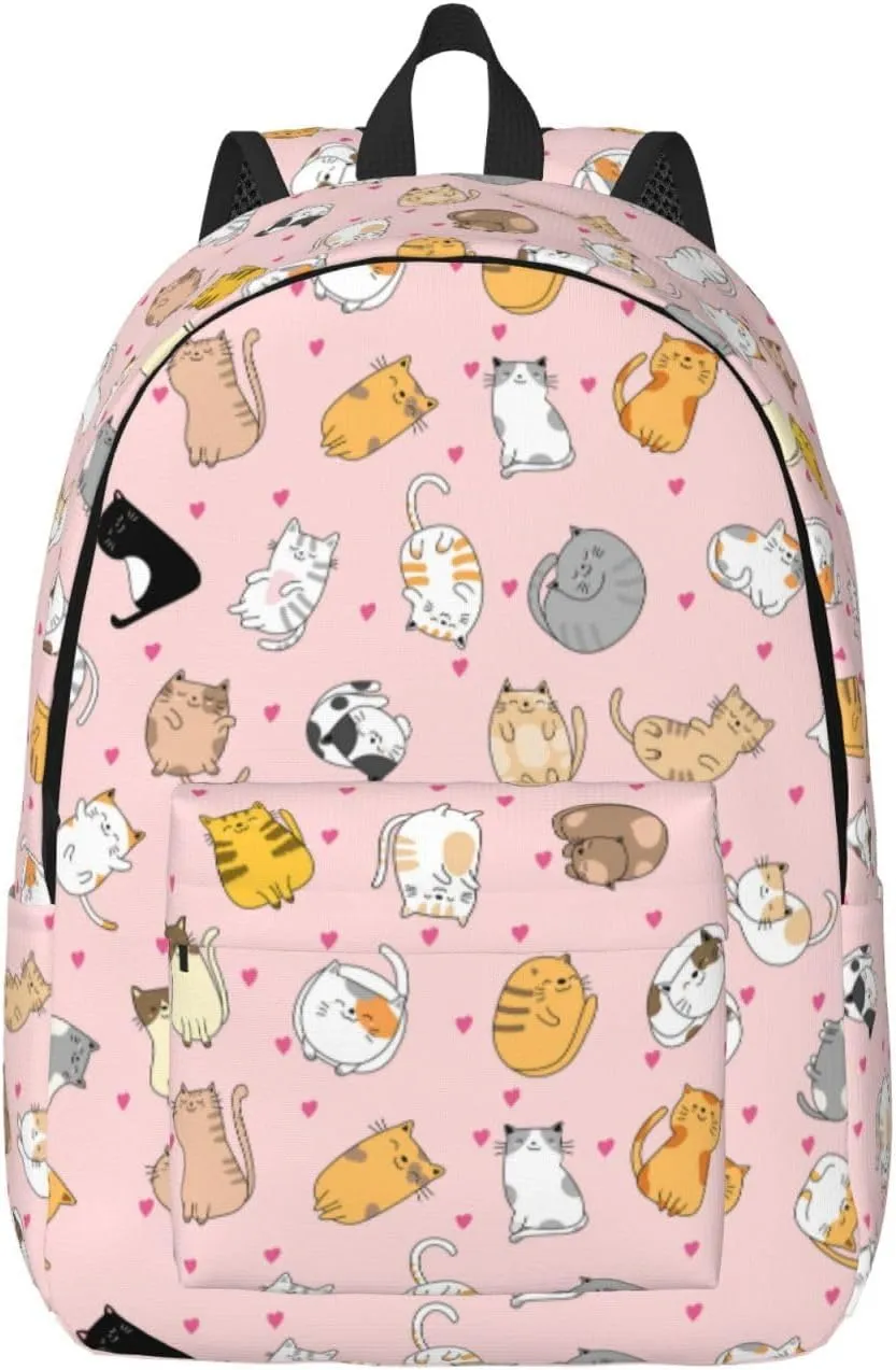 Cute Cat Backpack Laptop Bag Durable Canvas Capacity Large Cute Backpacks Travel Bag - Medium