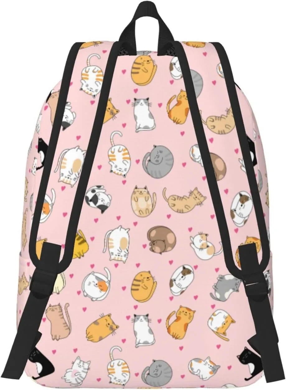 Cute Cat Backpack Laptop Bag Durable Canvas Capacity Large Cute Backpacks Travel Bag - Medium