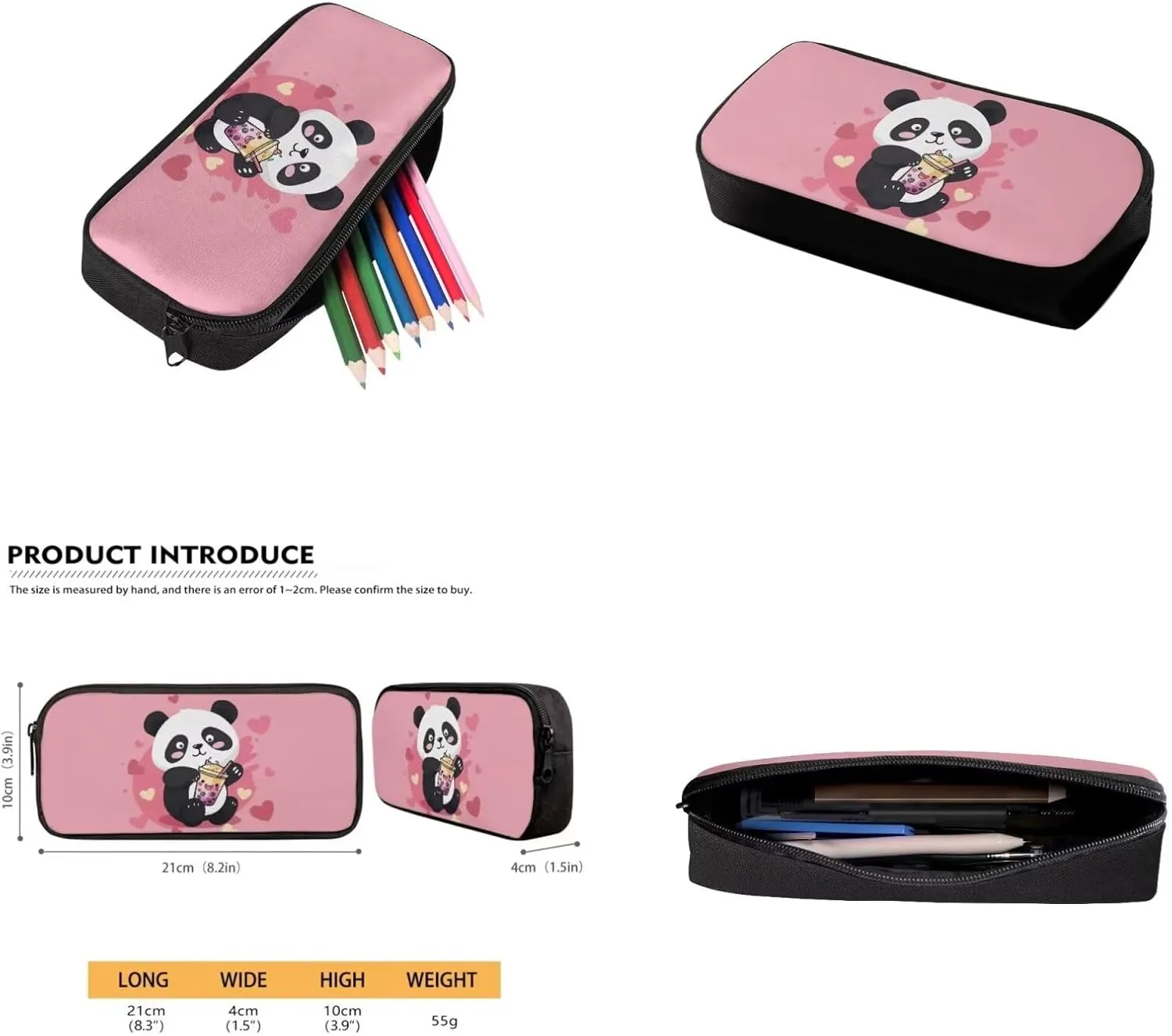 Cute Panda Backpacks for Teen Girls Middle School Lightweight School Messenger Bag for Teens Keep Warm Lunch Bag with Pencil Case and Water Cup Protector for Travel Picnic