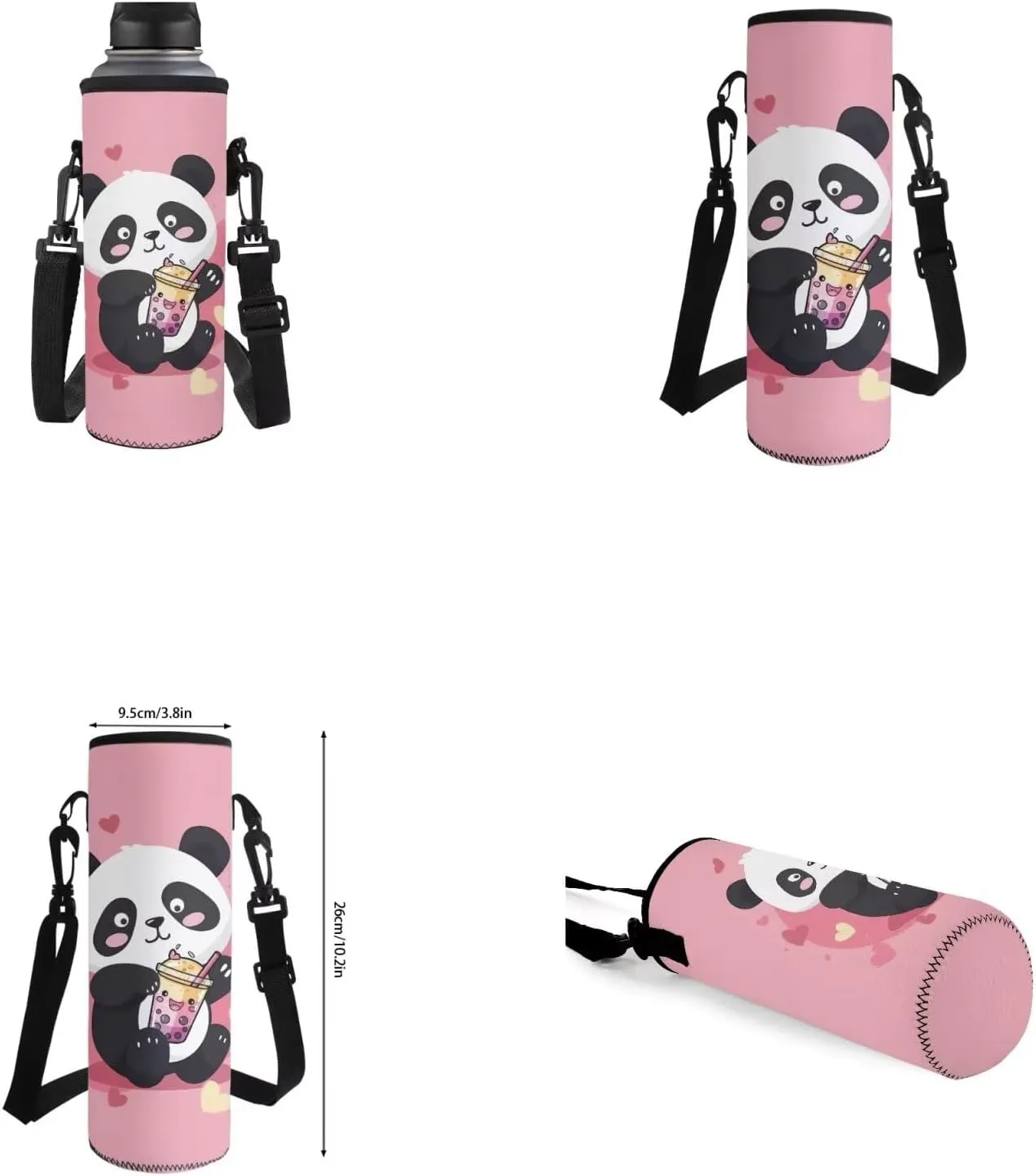Cute Panda Backpacks for Teen Girls Middle School Lightweight School Messenger Bag for Teens Keep Warm Lunch Bag with Pencil Case and Water Cup Protector for Travel Picnic