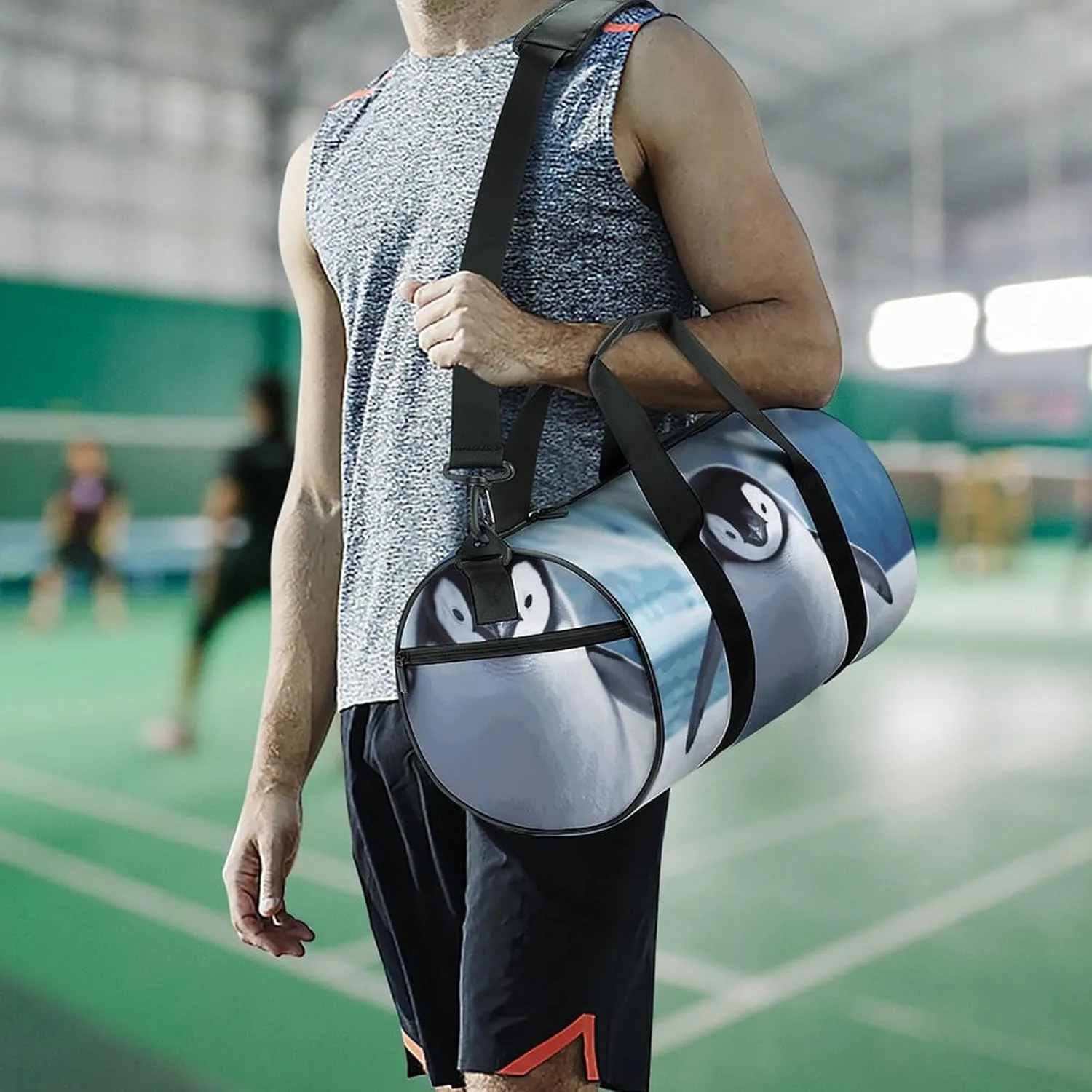 Cute Penguins Gym Bag Small Travel Duffle Bag with Compartment Carry On Weekender Bag for Women Men