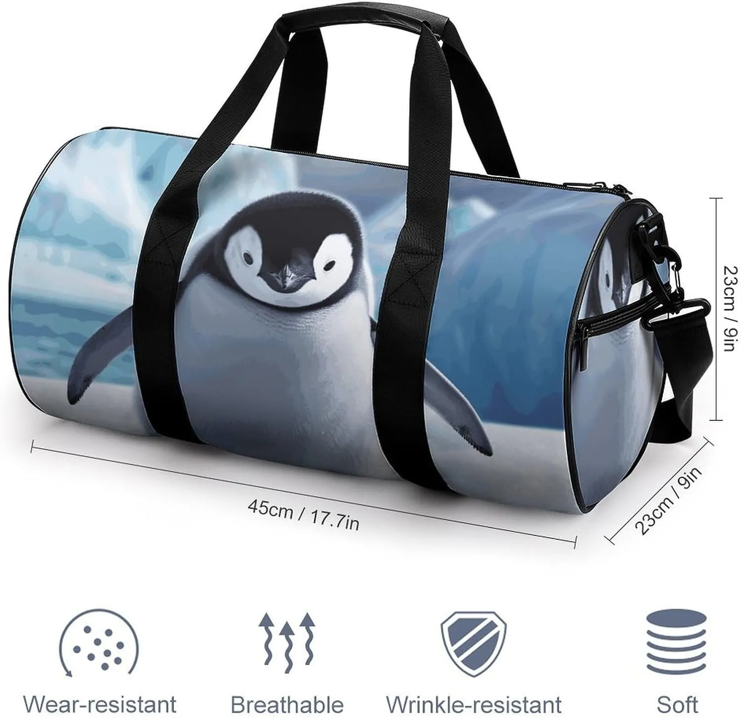 Cute Penguins Gym Bag Small Travel Duffle Bag with Compartment Carry On Weekender Bag for Women Men