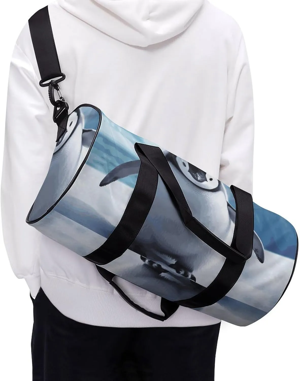 Cute Penguins Gym Bag Small Travel Duffle Bag with Compartment Carry On Weekender Bag for Women Men