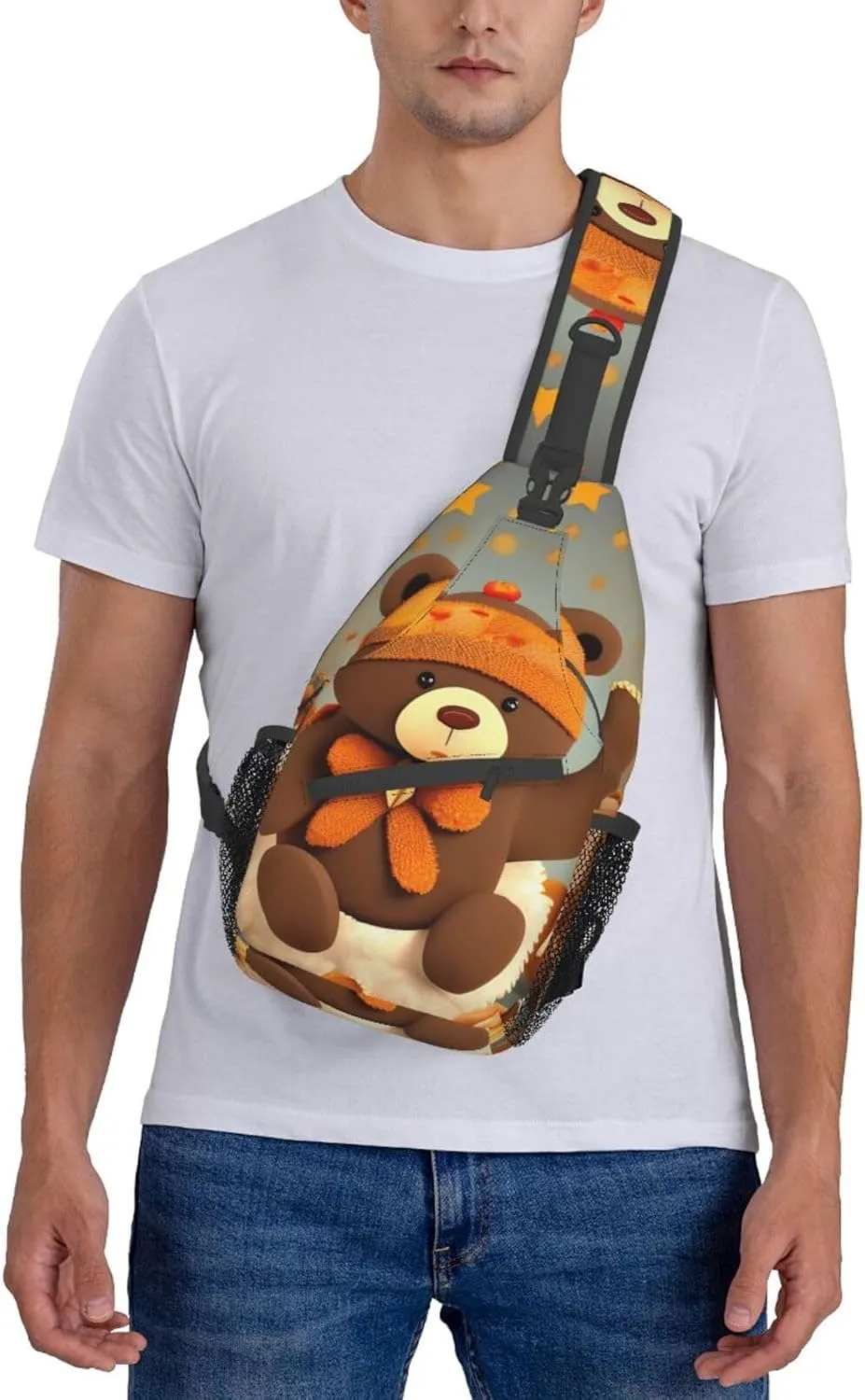 Dancing Thanksgiving Bear Unisex Casual Diagonal Chest Bag,Multipurpose Crossbody Shoulder Bag Travel Hiking Daypack
