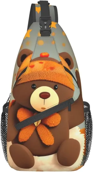 Dancing Thanksgiving Bear Unisex Casual Diagonal Chest Bag,Multipurpose Crossbody Shoulder Bag Travel Hiking Daypack