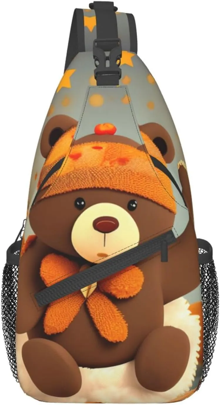 Dancing Thanksgiving Bear Unisex Casual Diagonal Chest Bag,Multipurpose Crossbody Shoulder Bag Travel Hiking Daypack