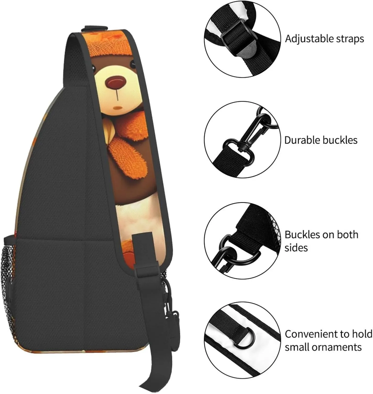 Dancing Thanksgiving Bear Unisex Casual Diagonal Chest Bag,Multipurpose Crossbody Shoulder Bag Travel Hiking Daypack