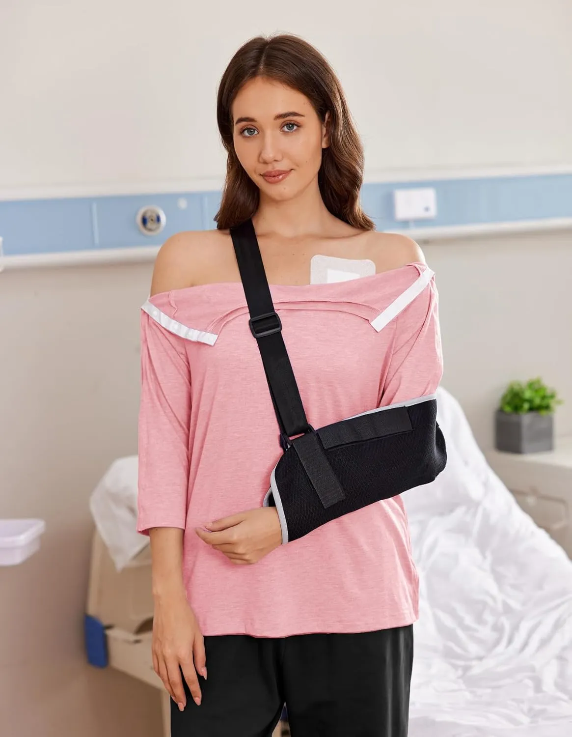 Deyeek Post Shoulder Surgery Shirts for Women Tear Away 3/4 Tops After Rotator Cuff Shirts Chemo Port Adaptive Clothing