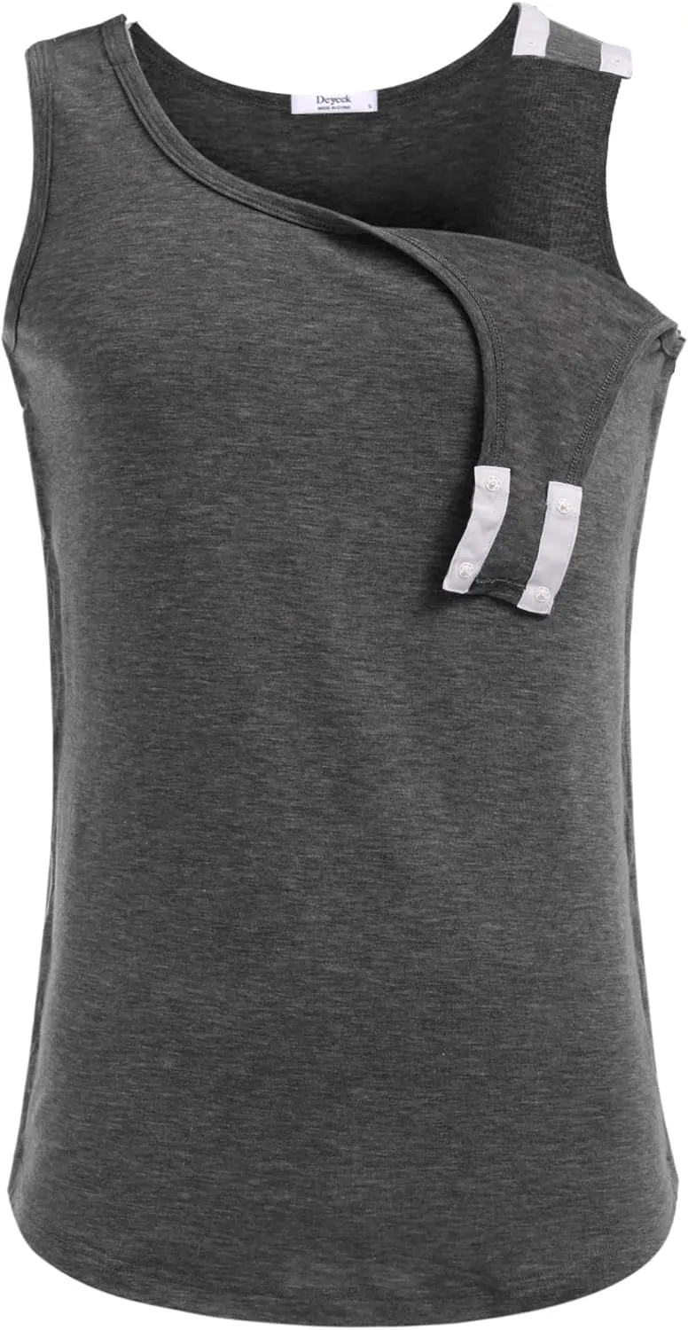 Deyeek Unisex Shoulder Snap-Access Tank Tops Post Surgery Shirts Tear Away Chemo Shirt Clothes After Rotator Cuff Surgery
