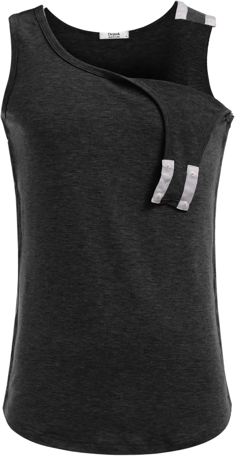 Deyeek Unisex Shoulder Snap-Access Tank Tops Post Surgery Shirts Tear Away Chemo Shirt Clothes After Rotator Cuff Surgery