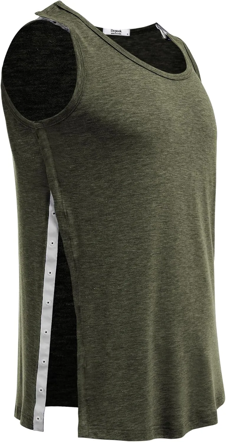 Deyeek Unisex Shoulder Snap-Access Tank Tops Post Surgery Shirts Tear Away Chemo Shirt Clothes After Rotator Cuff Surgery