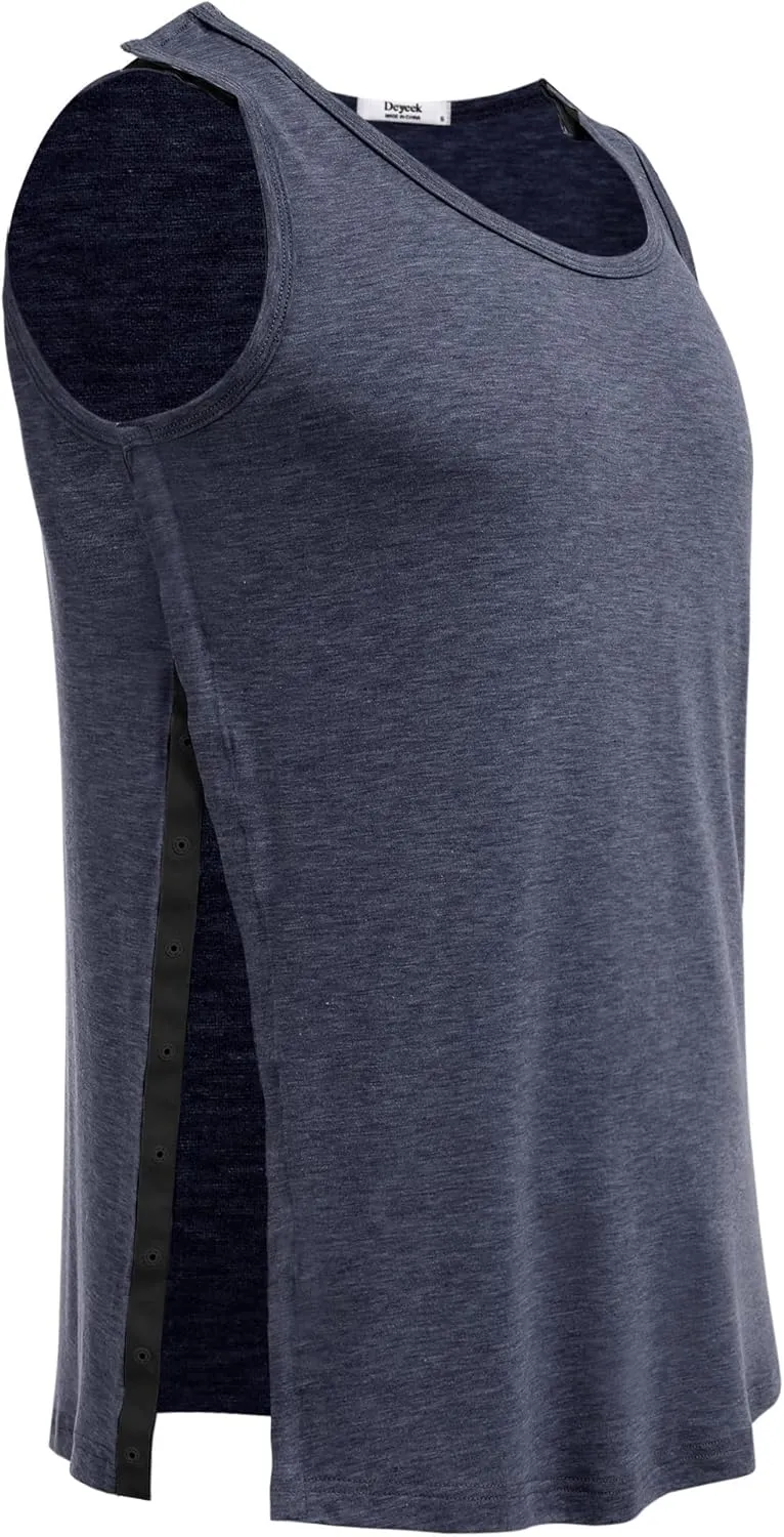 Deyeek Unisex Shoulder Snap-Access Tank Tops Post Surgery Shirts Tear Away Chemo Shirt Clothes After Rotator Cuff Surgery